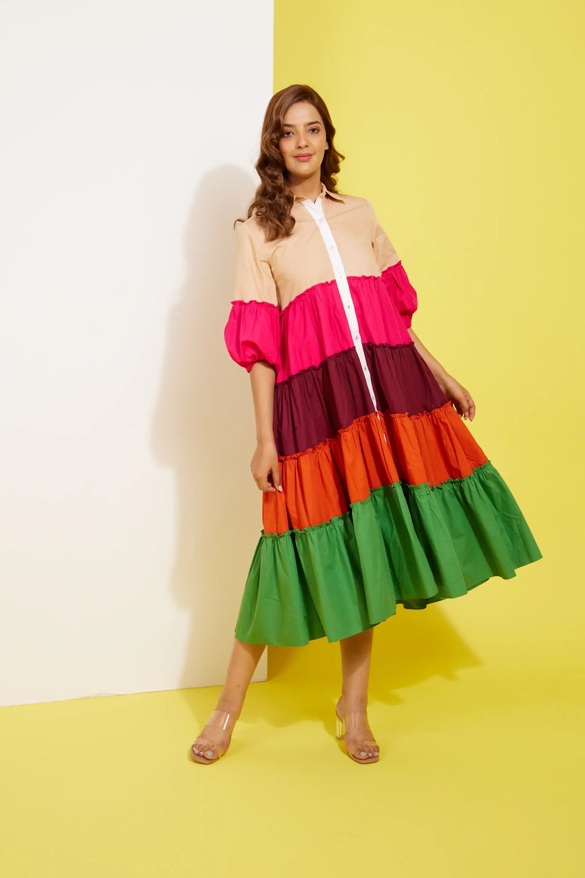 PRISMA multicolour cotton poplin dress — back view | Haus of Handmade