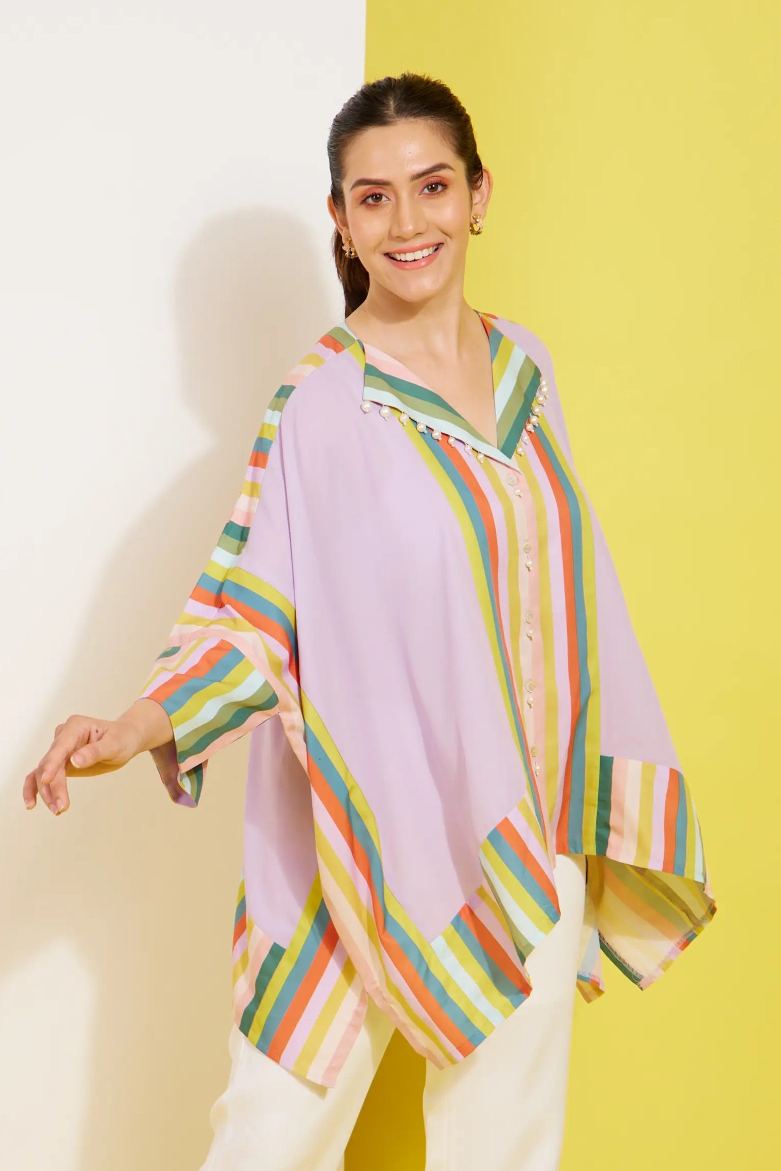 Kaftaanish printed shirt — side view | Haus of Handmade