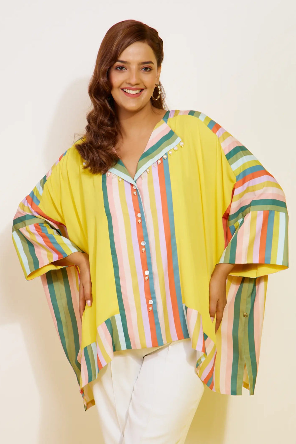Kaftaanish printed shirt — front view | Haus of Handmade
