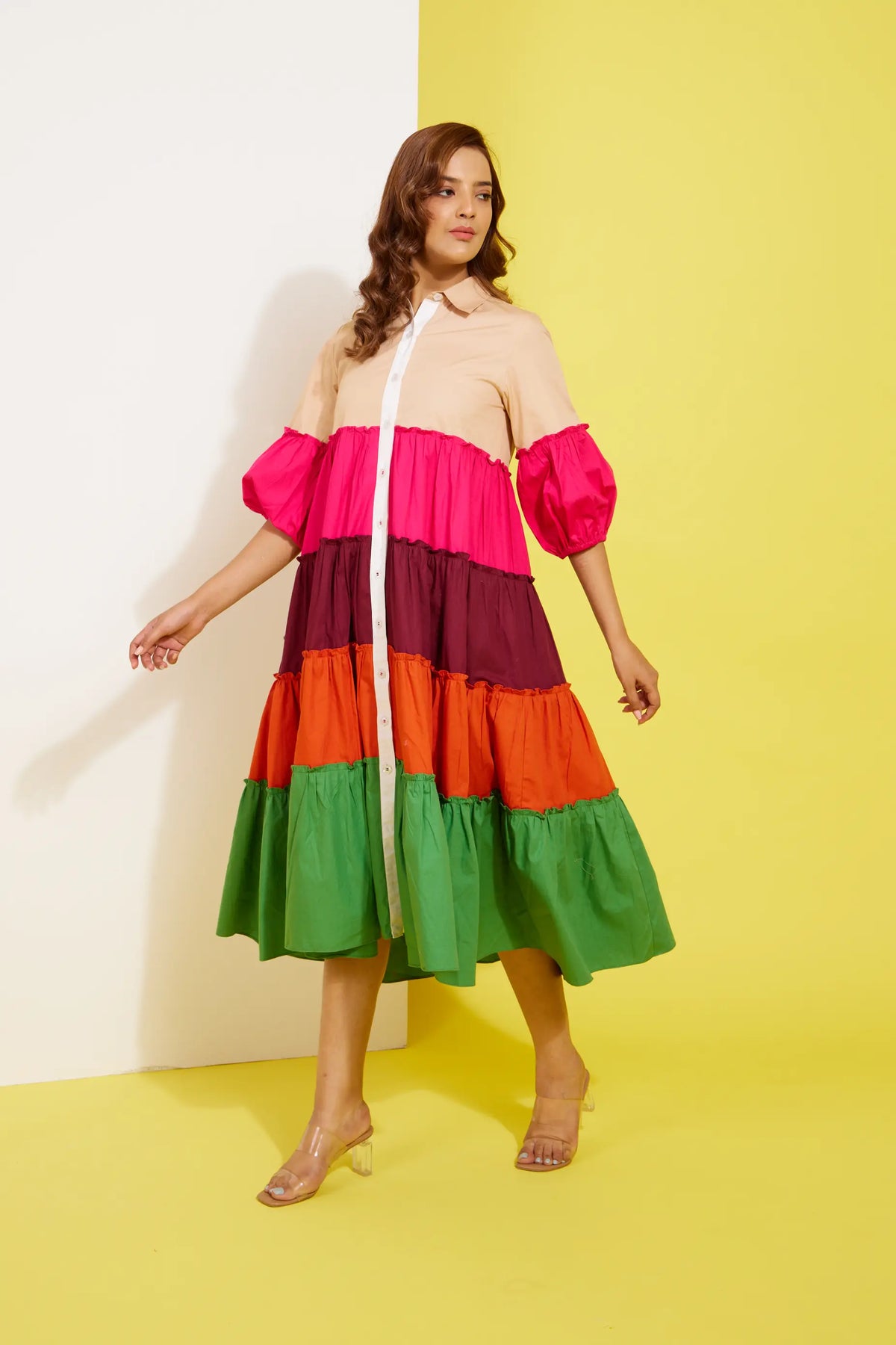 Prisma Multicolour Cotton Poplin Dress — handcrafted women's clothing | Haus of Handmade