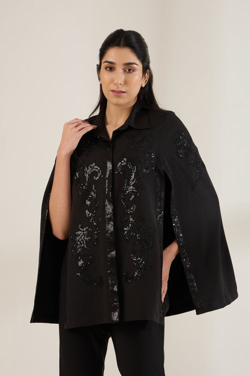 ABSOLUTE Sequined Cape — front view | Haus of Handmade