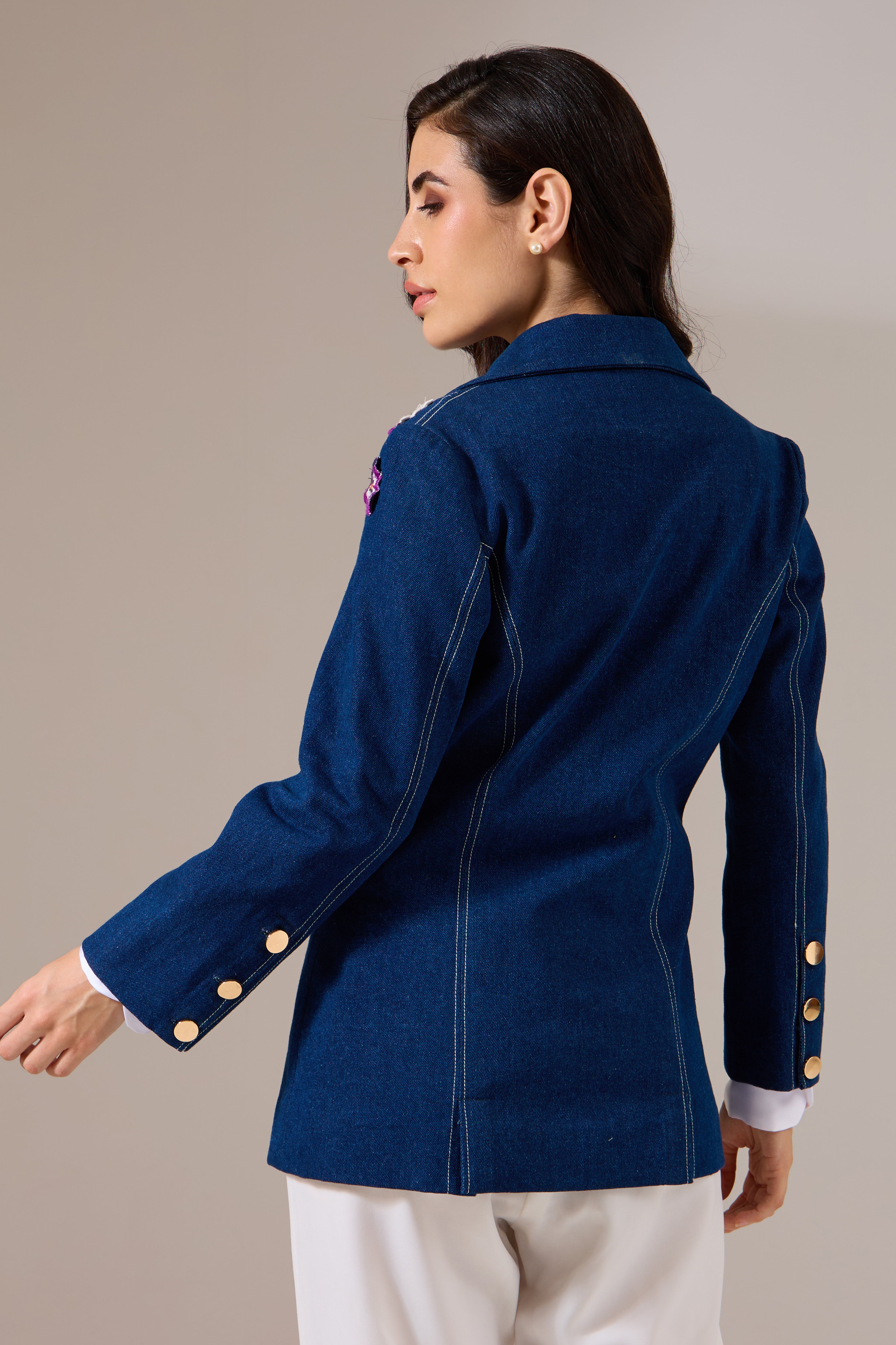 PANSY denim jacket — back view | Haus of Handmade