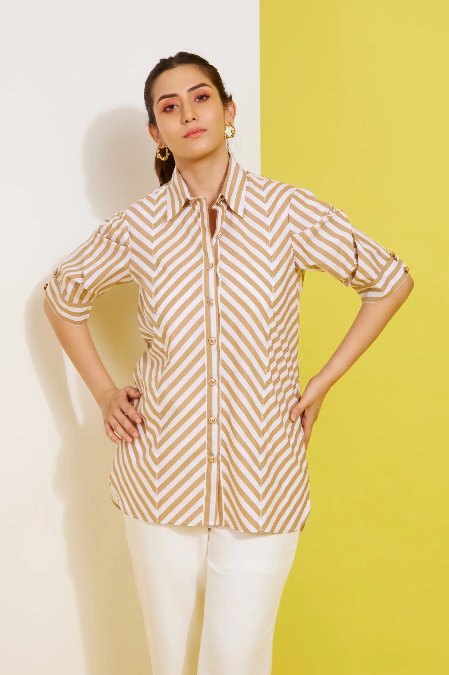HERRING striped cotton shirt — side view | Haus of Handmade