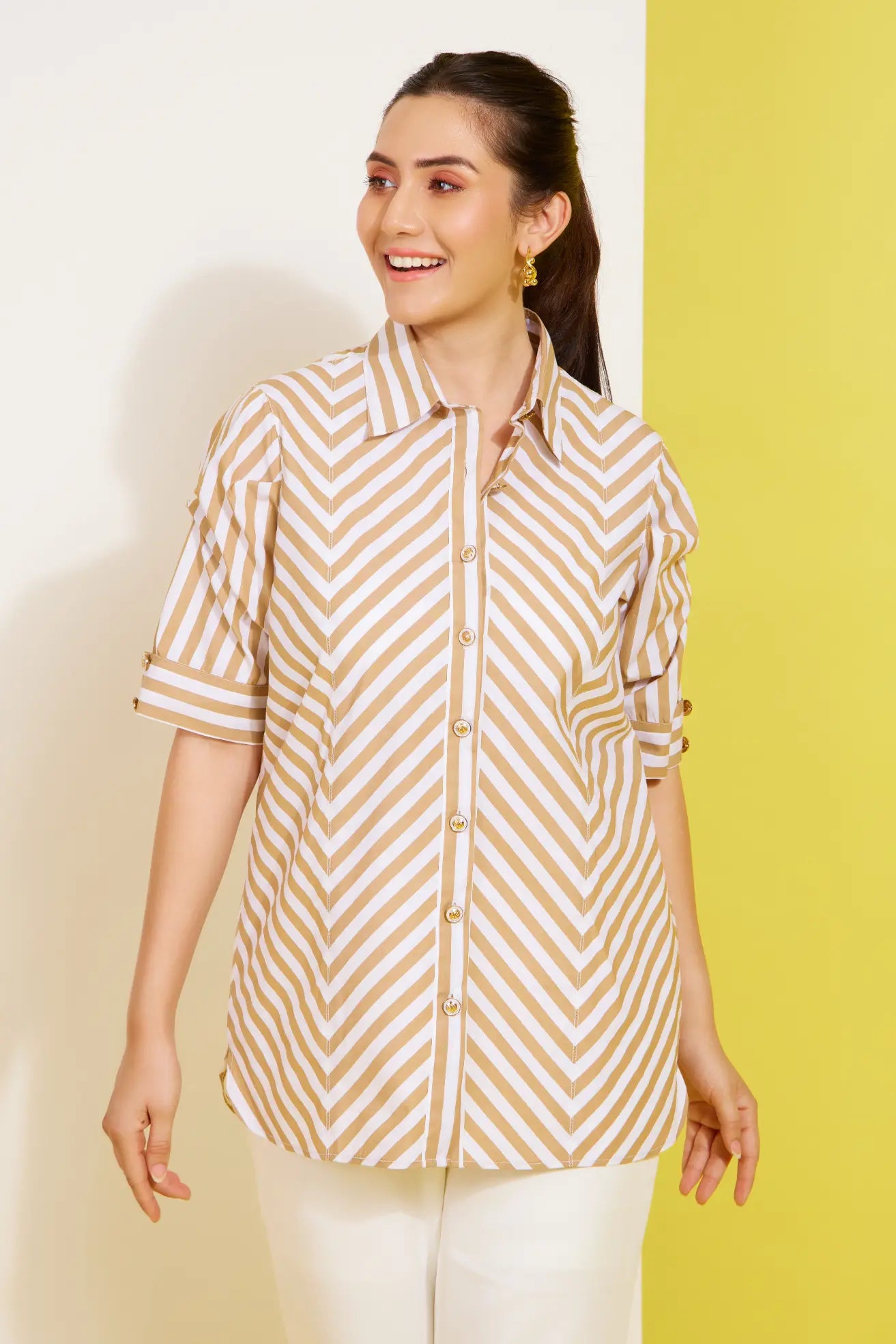 HERRING striped cotton shirt — back view | Haus of Handmade