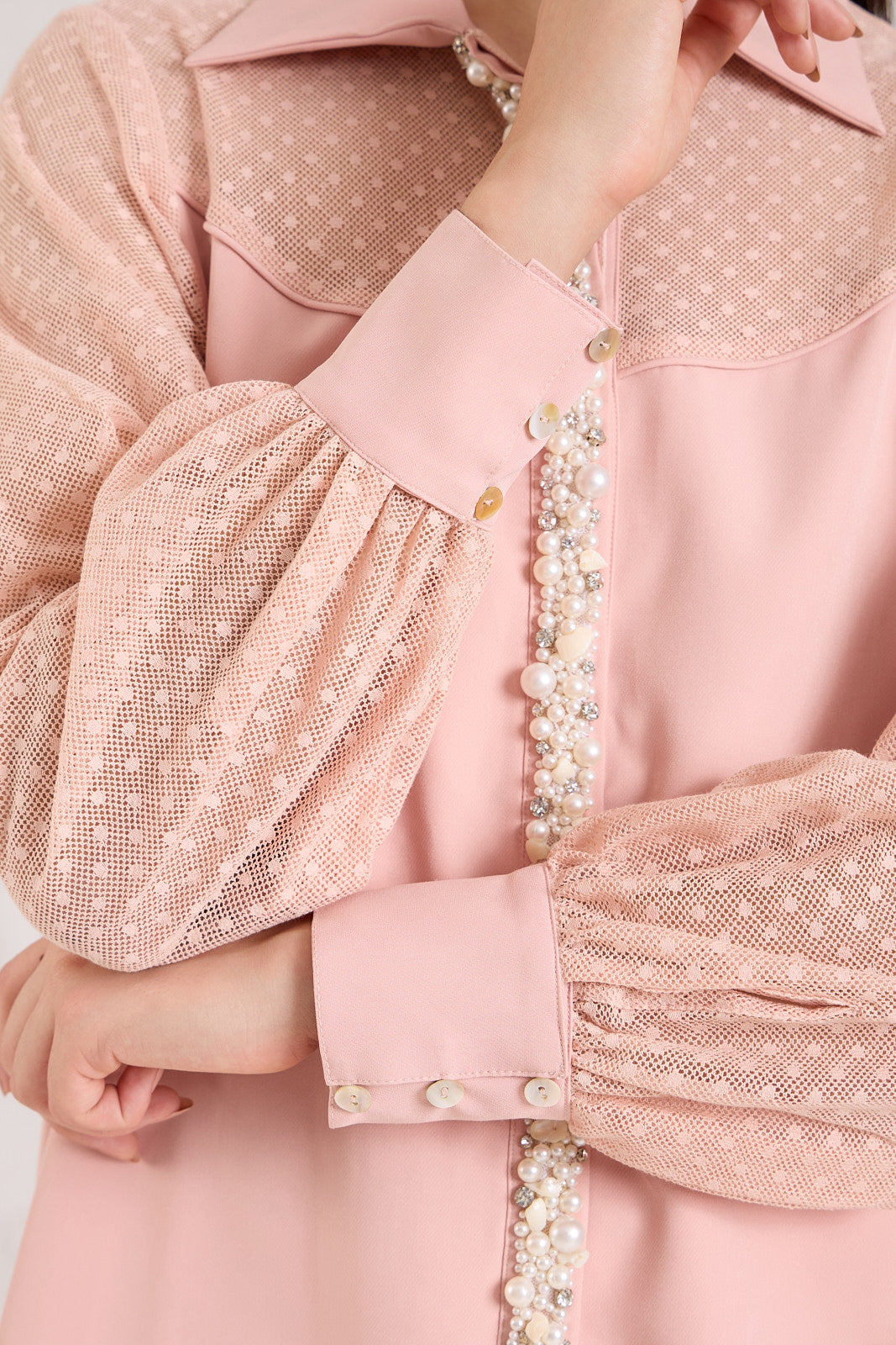 PEARLY formal banana crepe shirt