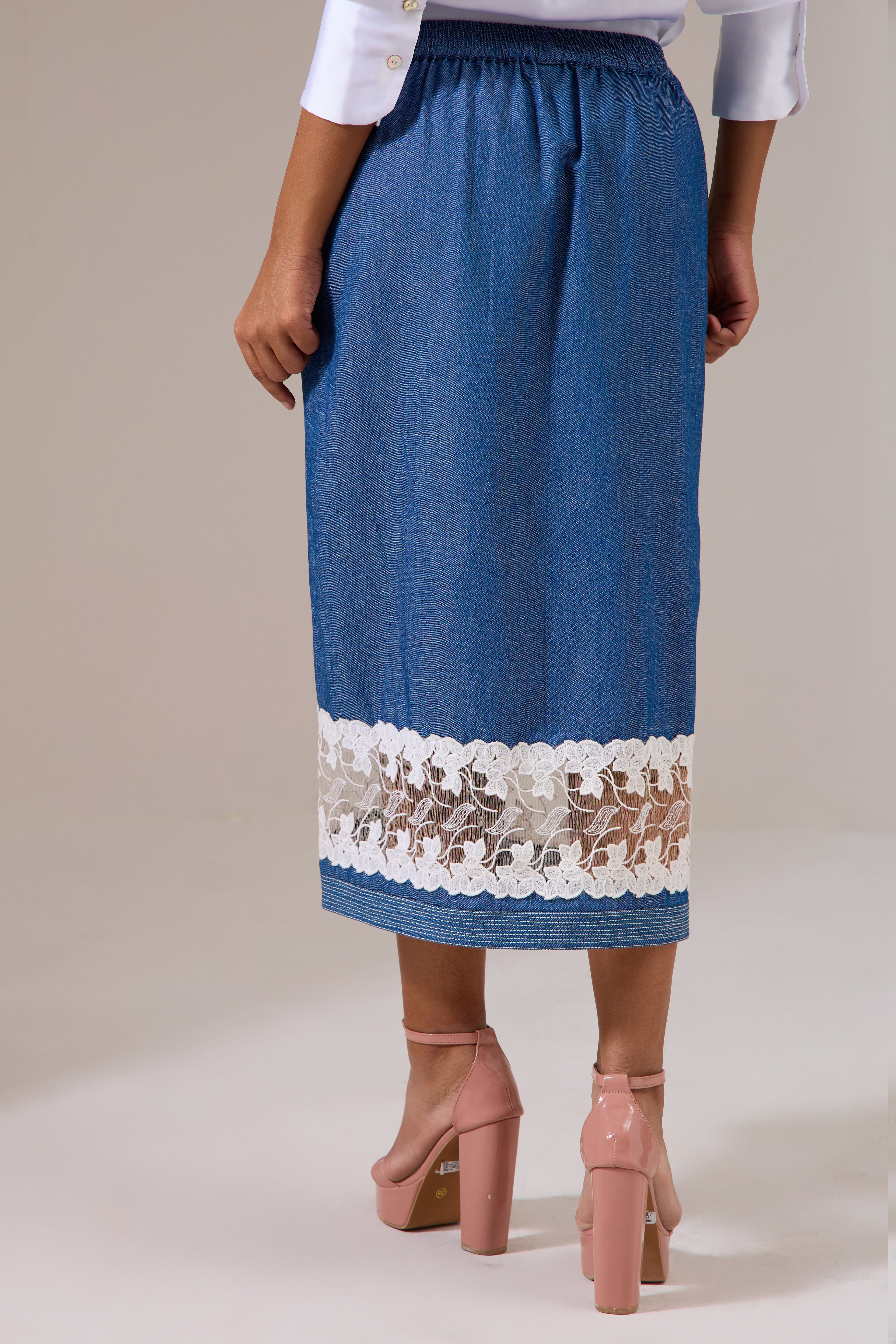 LACEY denim skirt — back view | Haus of Handmade