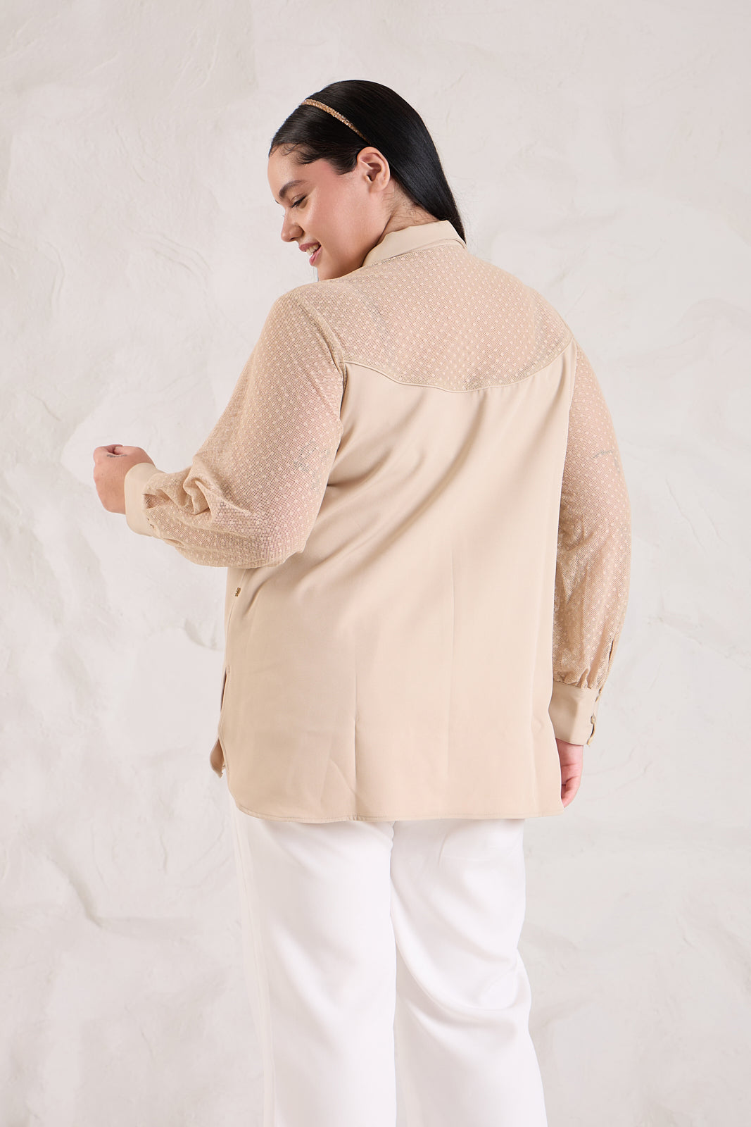 PEARLY formal banana crepe shirt
