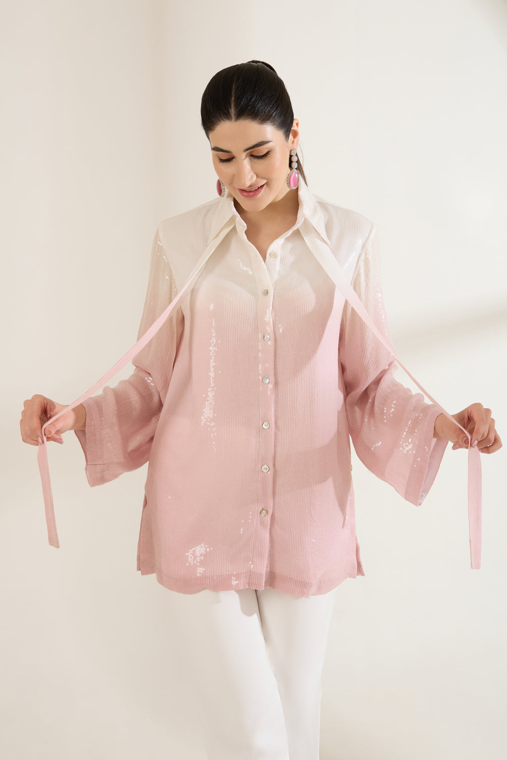SEQUINLOVE Ombre Formal Shirt — front view | Haus of Handmade