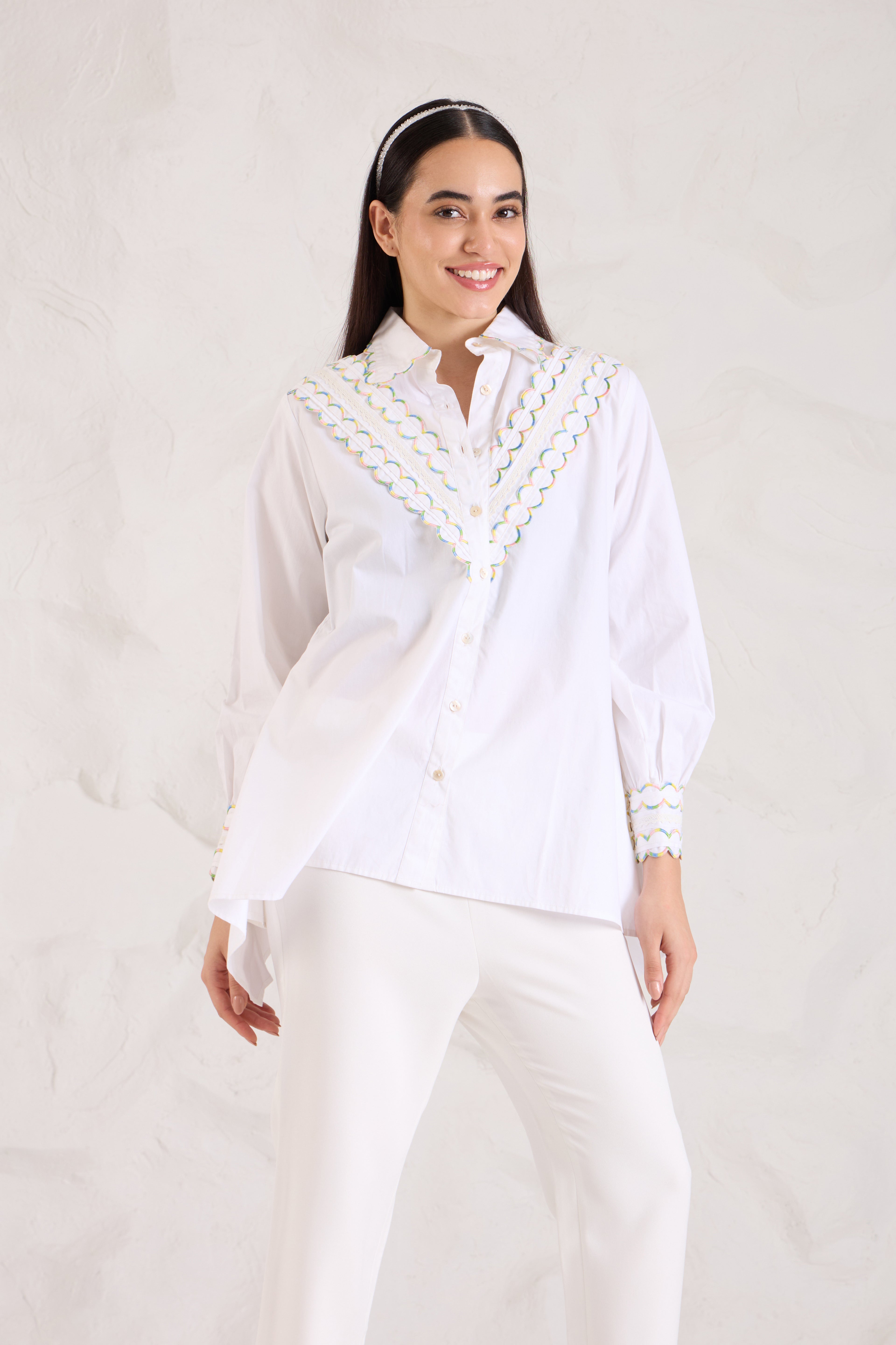 Shaded Scallop Poplin Shirt