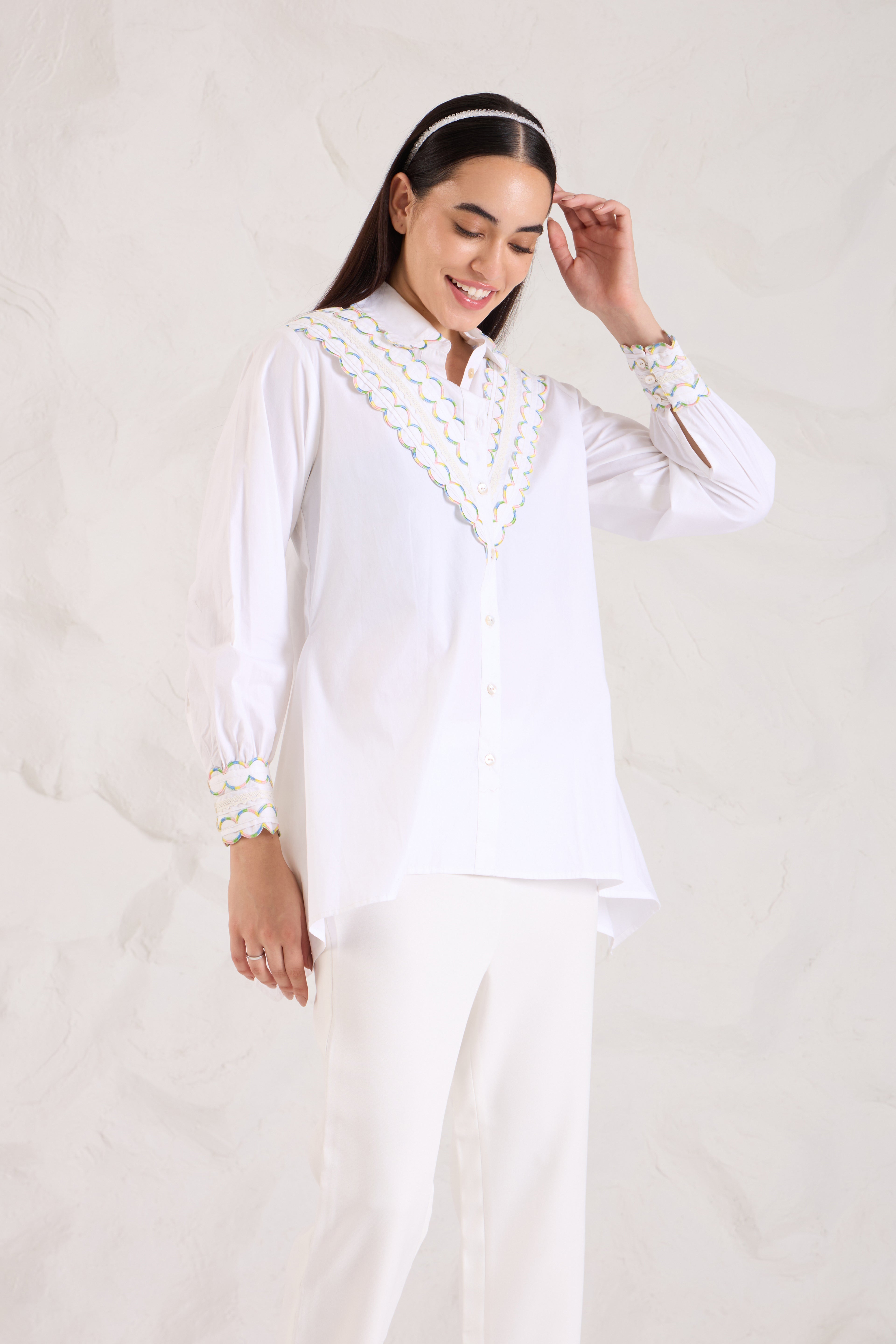Shaded Scallop Poplin Shirt