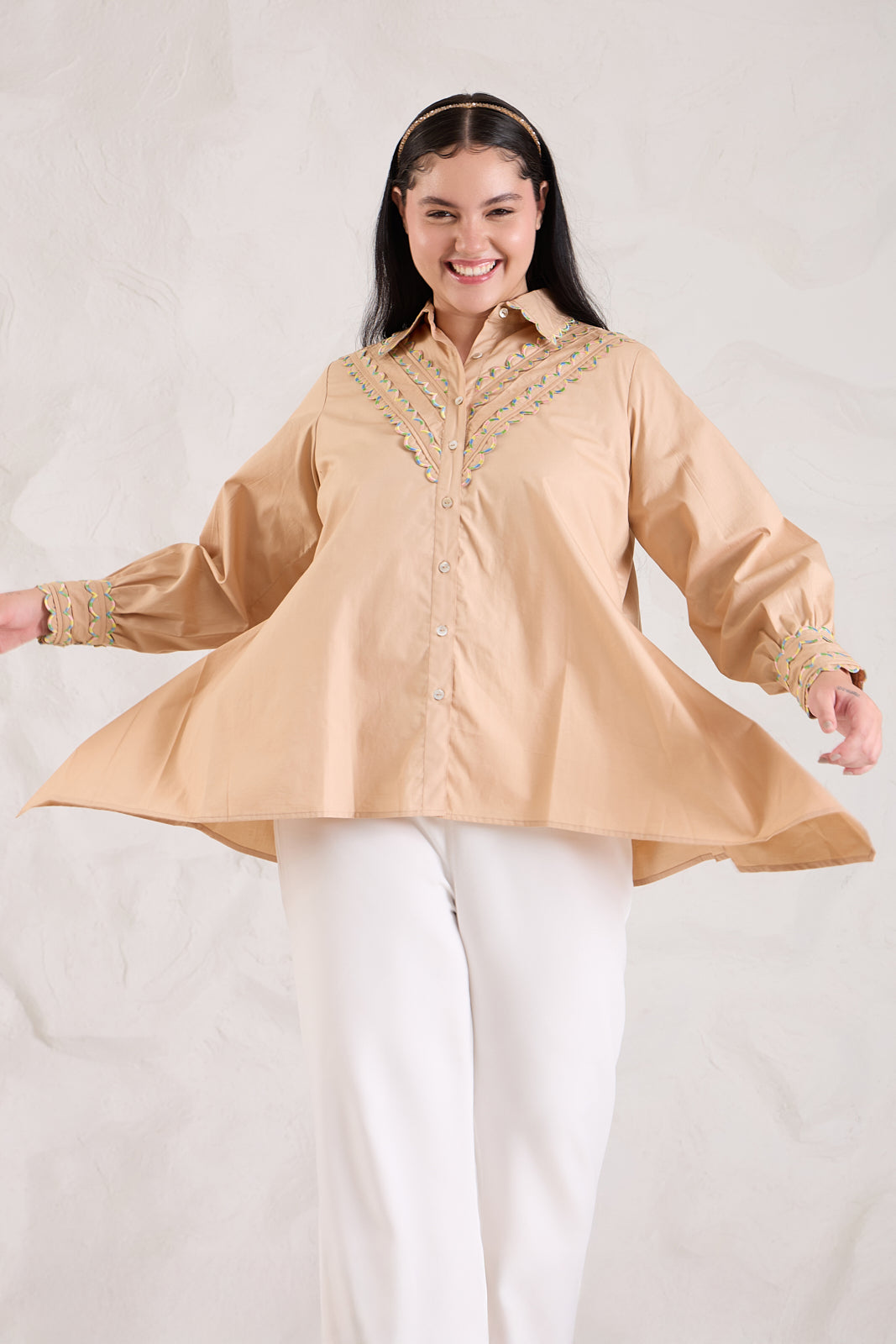 Shaded Scallop Poplin Shirt