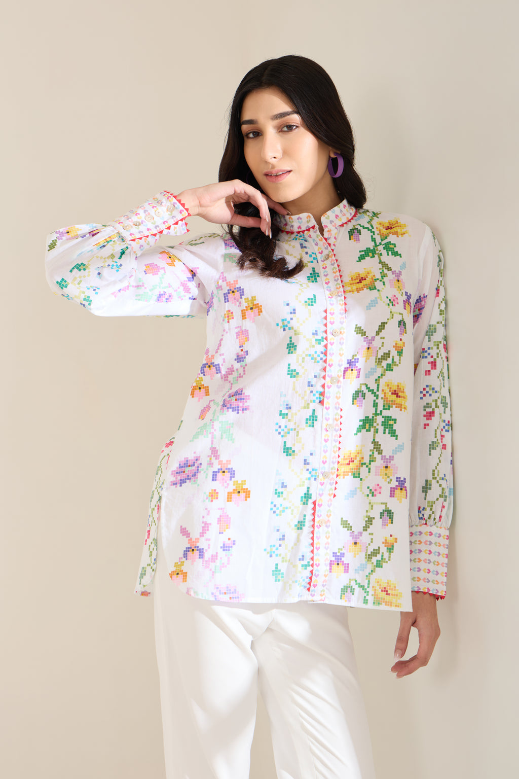 PRAIRIE Printed Cotton Shirt — front view | Haus of Handmade