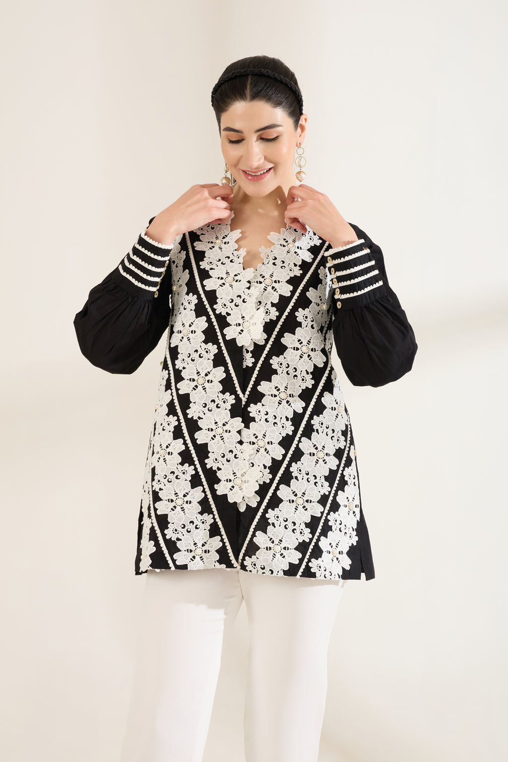 Lattice Lace Cotton Shirt — handcrafted women's clothing | Haus of Handmade