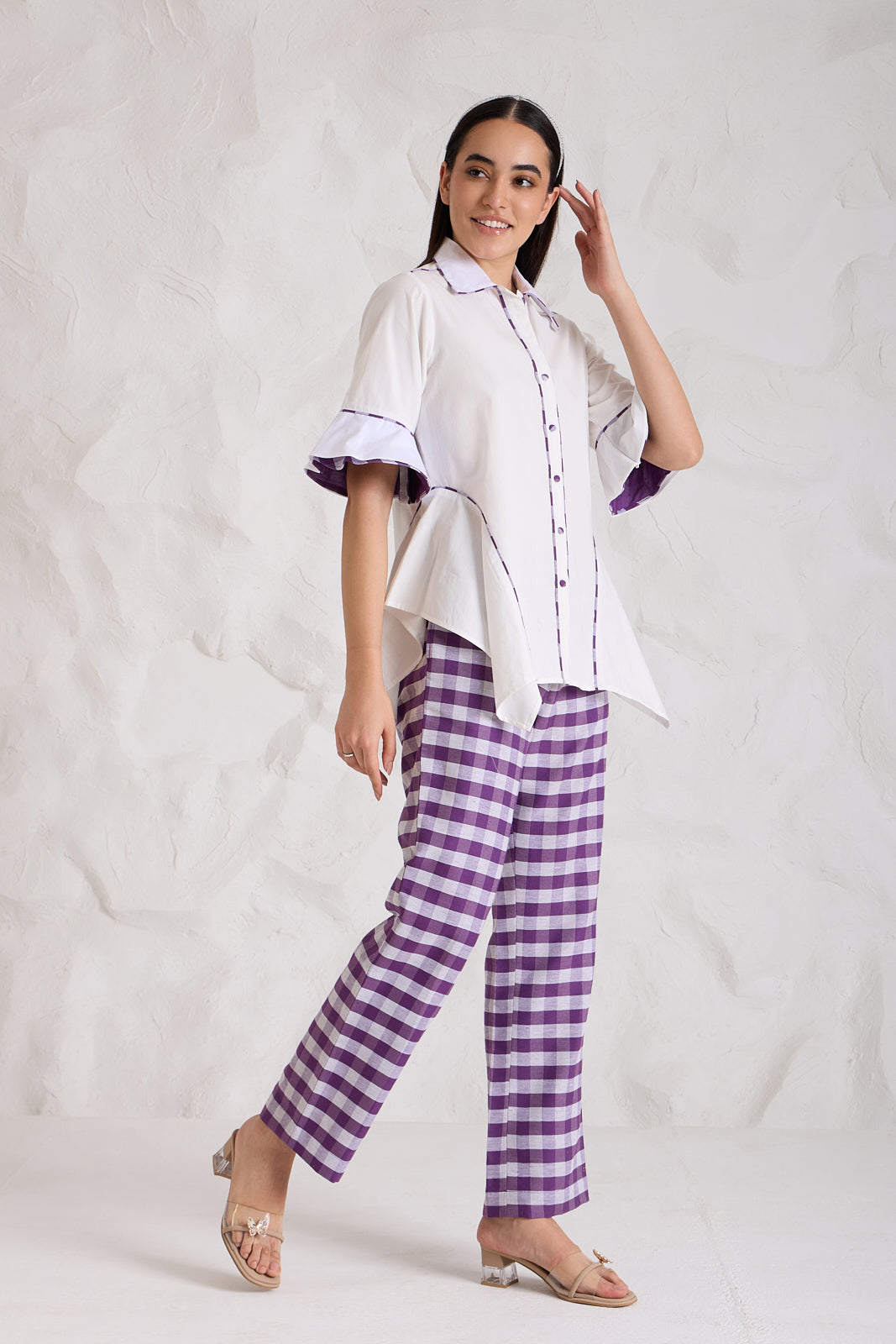 PURPUR Gingham Poplin Set — front view | Haus of Handmade