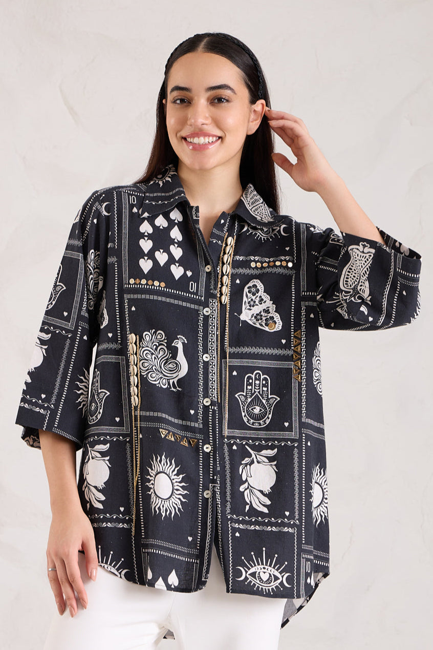 HAMSA Cotton Linen Shirt — front view | Haus of Handmade