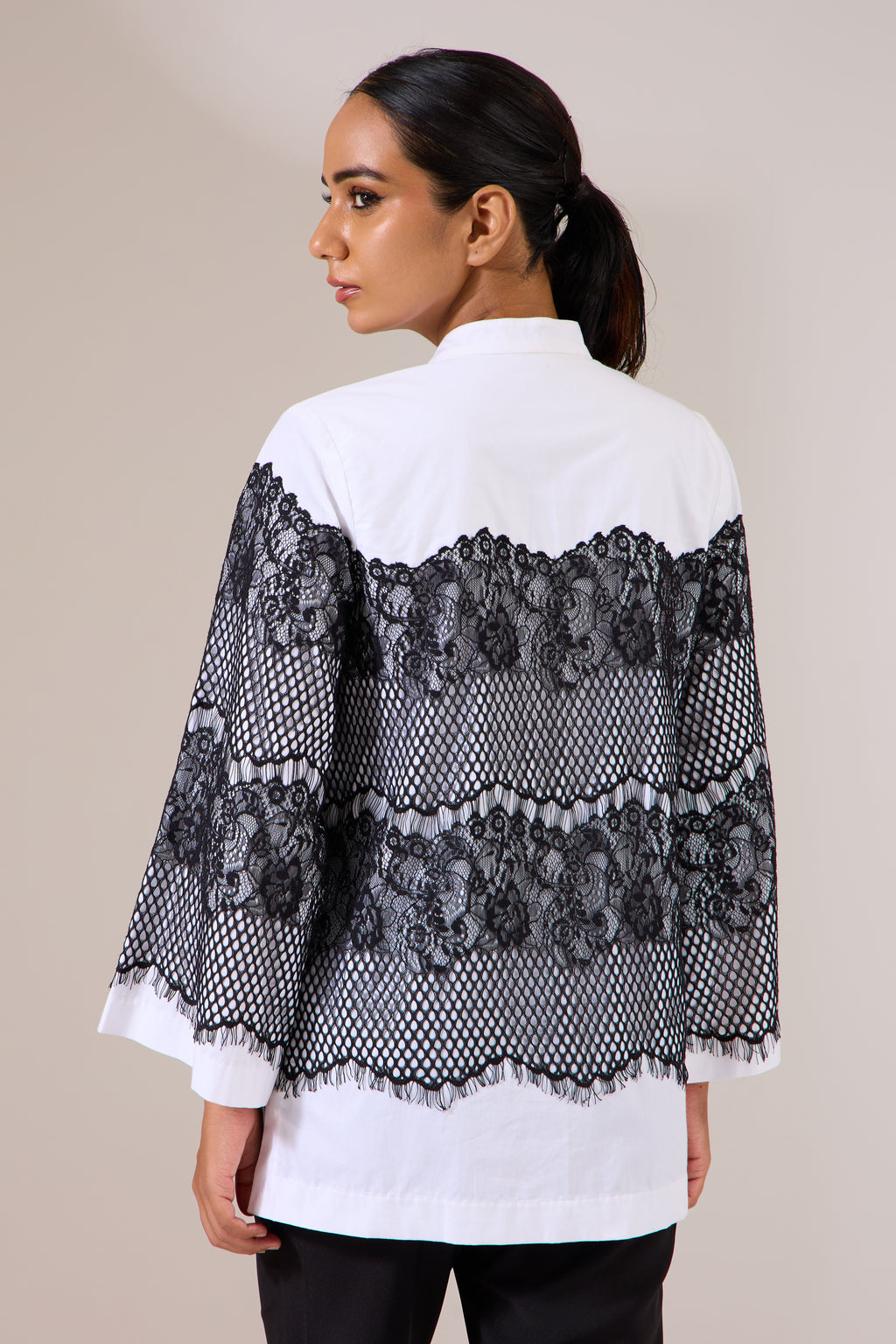 ORNATE white poplin shirt — back view | Haus of Handmade