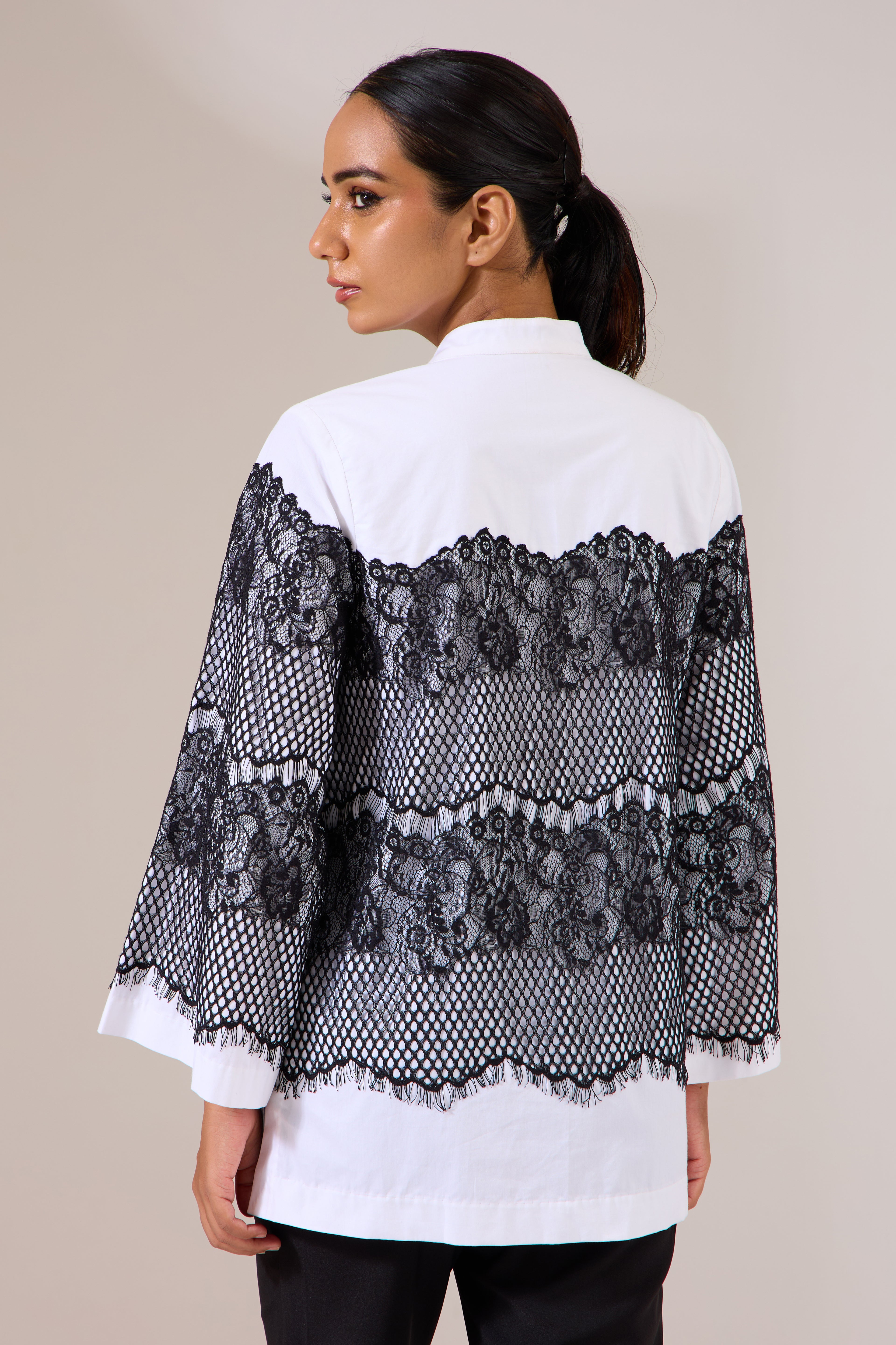 ORNATE white poplin shirt — back view | Haus of Handmade