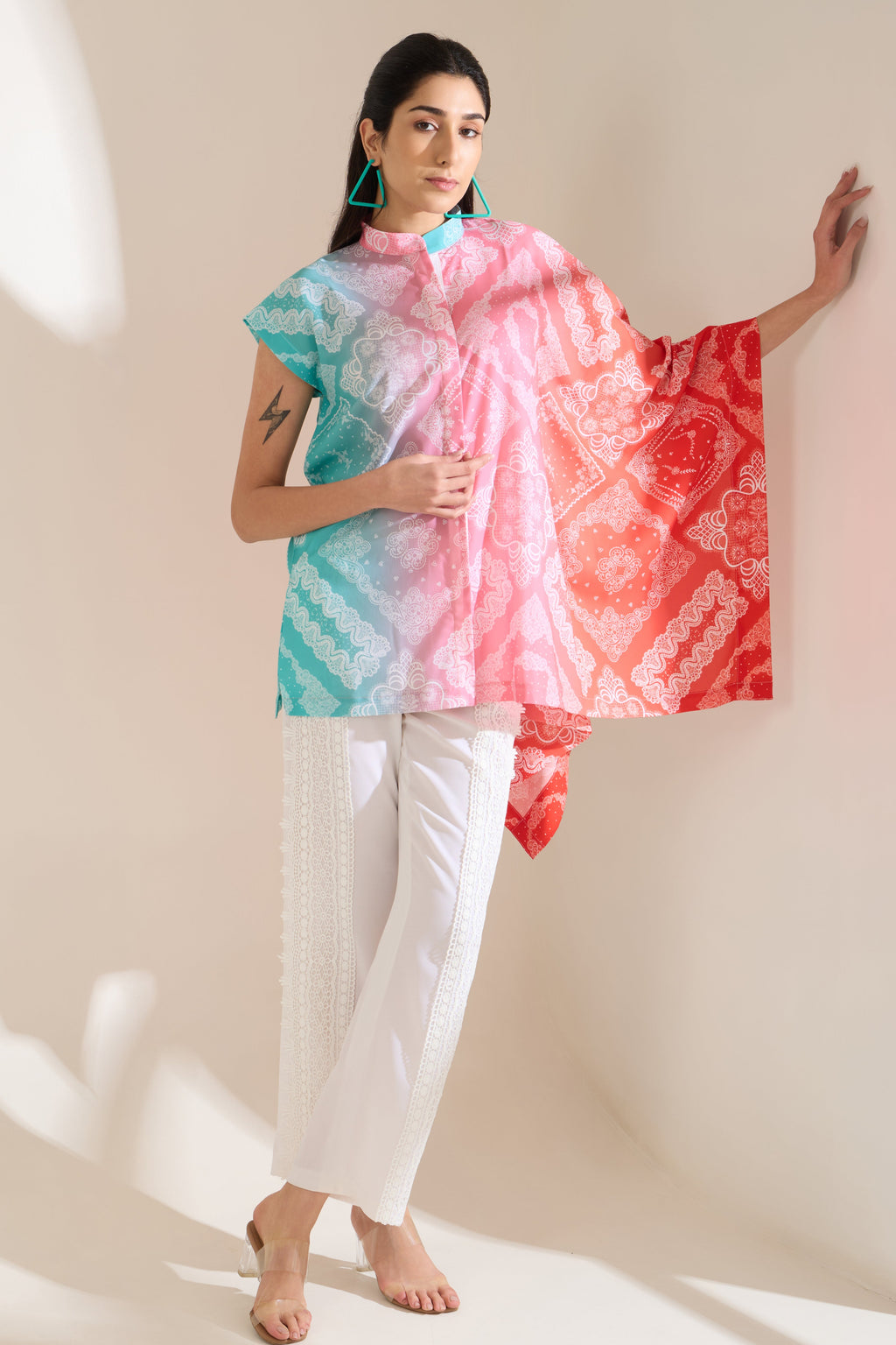 SWAY Printed Georgette Shirt — front view | Haus of Handmade