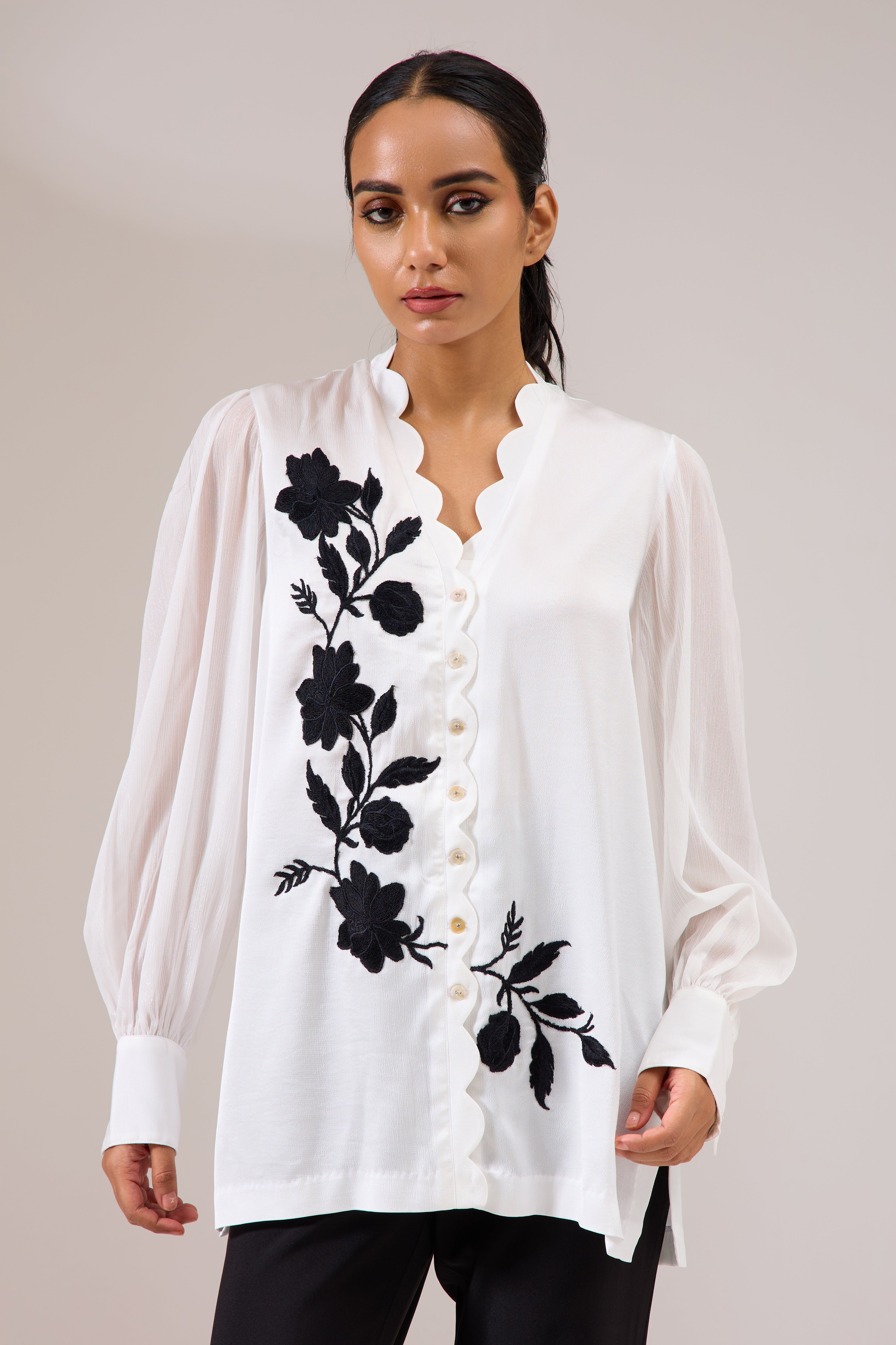 Garland formal crepe shirt — side view | Haus of Handmade