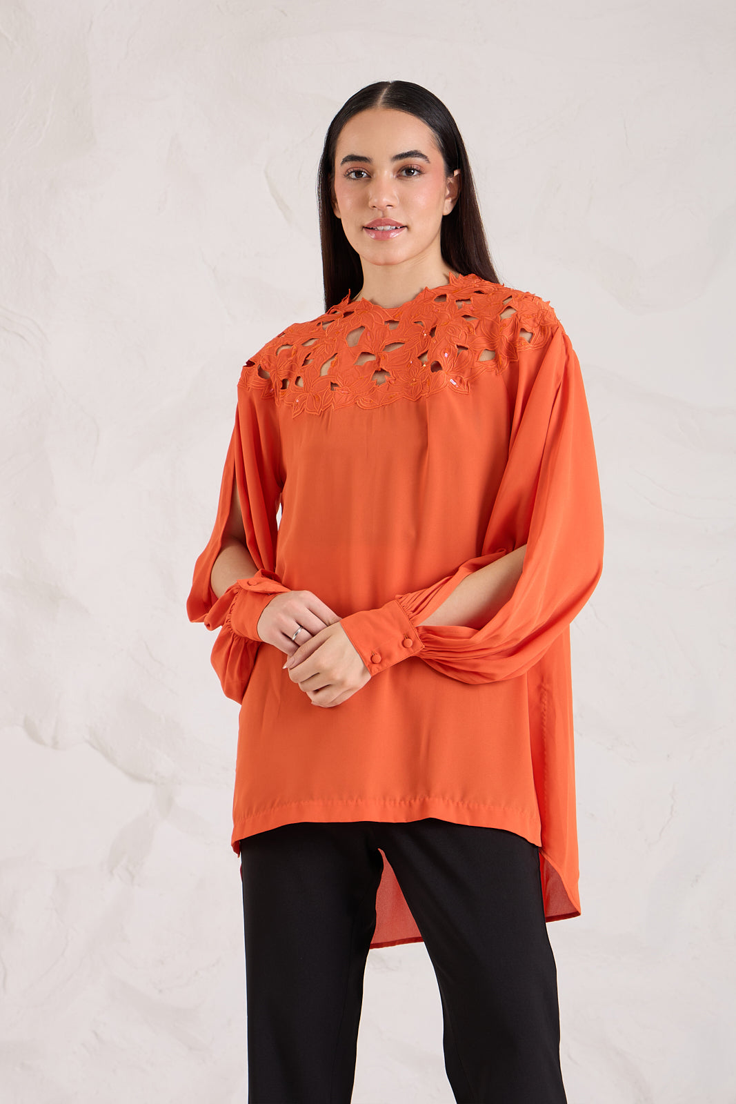 MARIGOLD Cutwork Top — front view | Haus of Handmade
