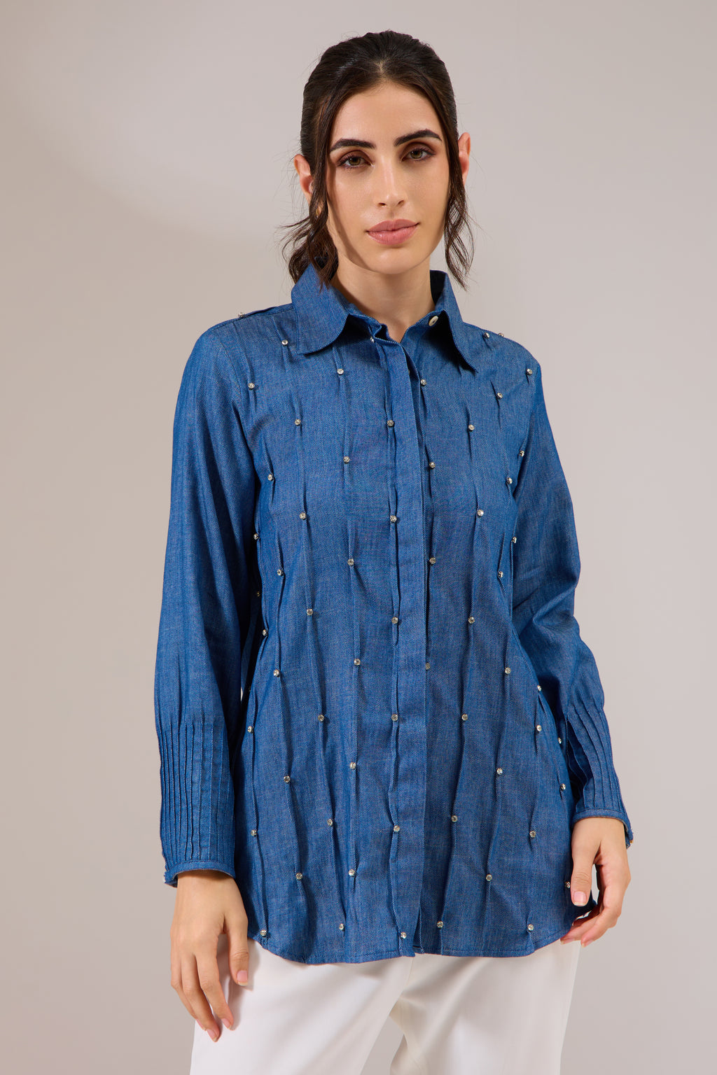 FIREFLY formal denim shirt — back view | Haus of Handmade