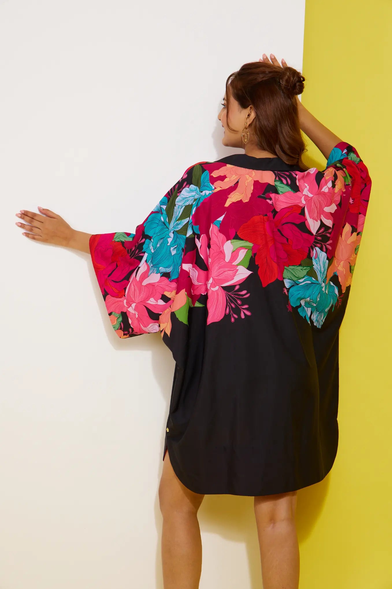 PIXIE printed kaftan short dress