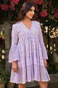 Layla Dress in cotton schiffli — front view | Haus of Handmade