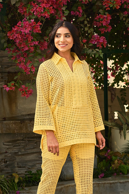 Sunshine formal co-ord set in cotton schiffly