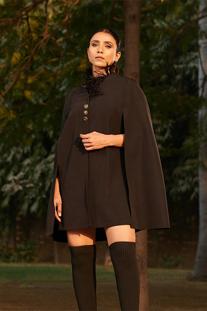 Fur cape co-ord — front view | Haus of Handmade