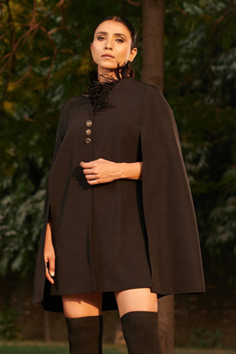 Fur cape formal — front view | Haus of Handmade