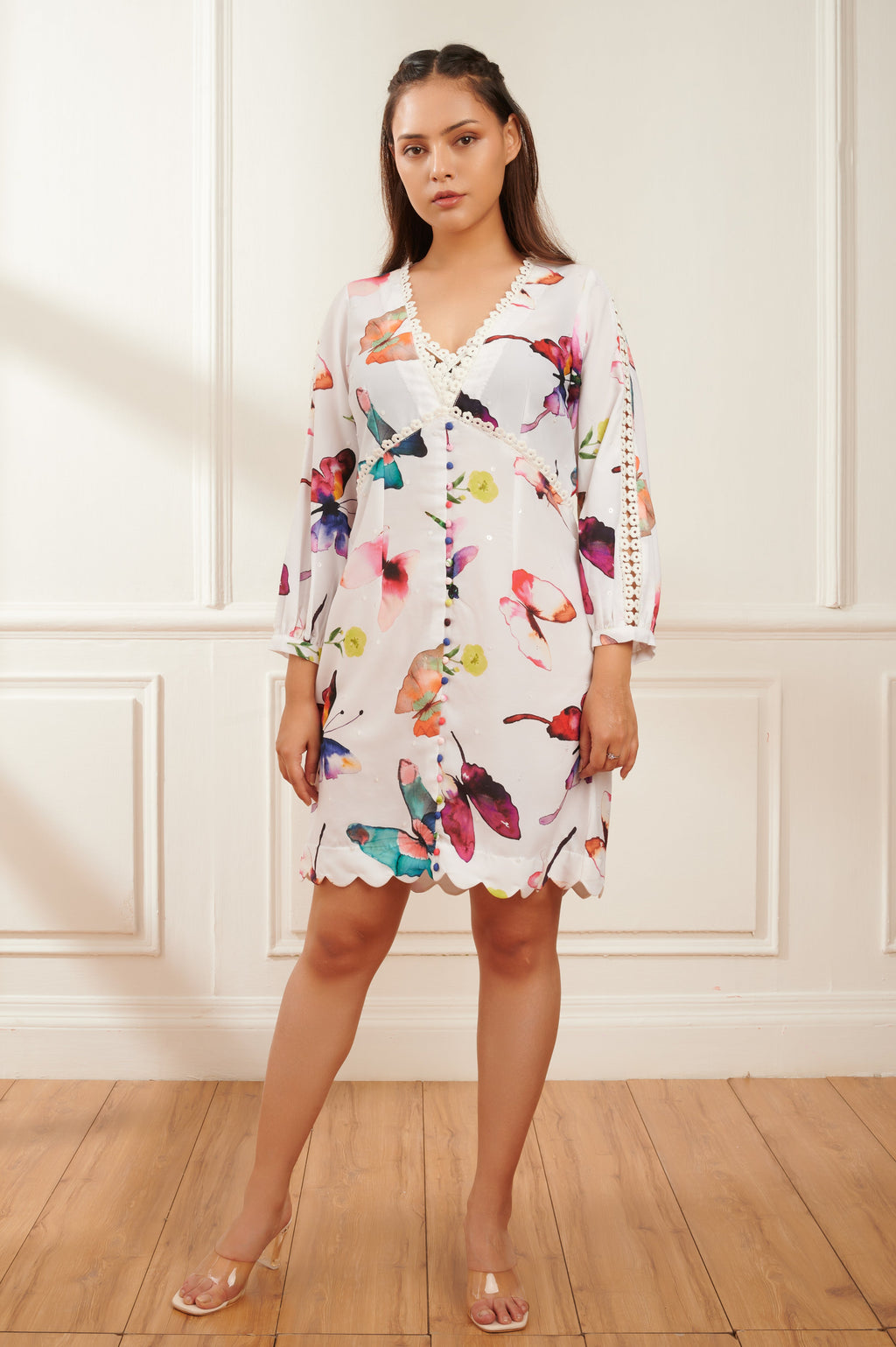 Papillon printed dress for women - Haus of Handmade handcrafted clothing India