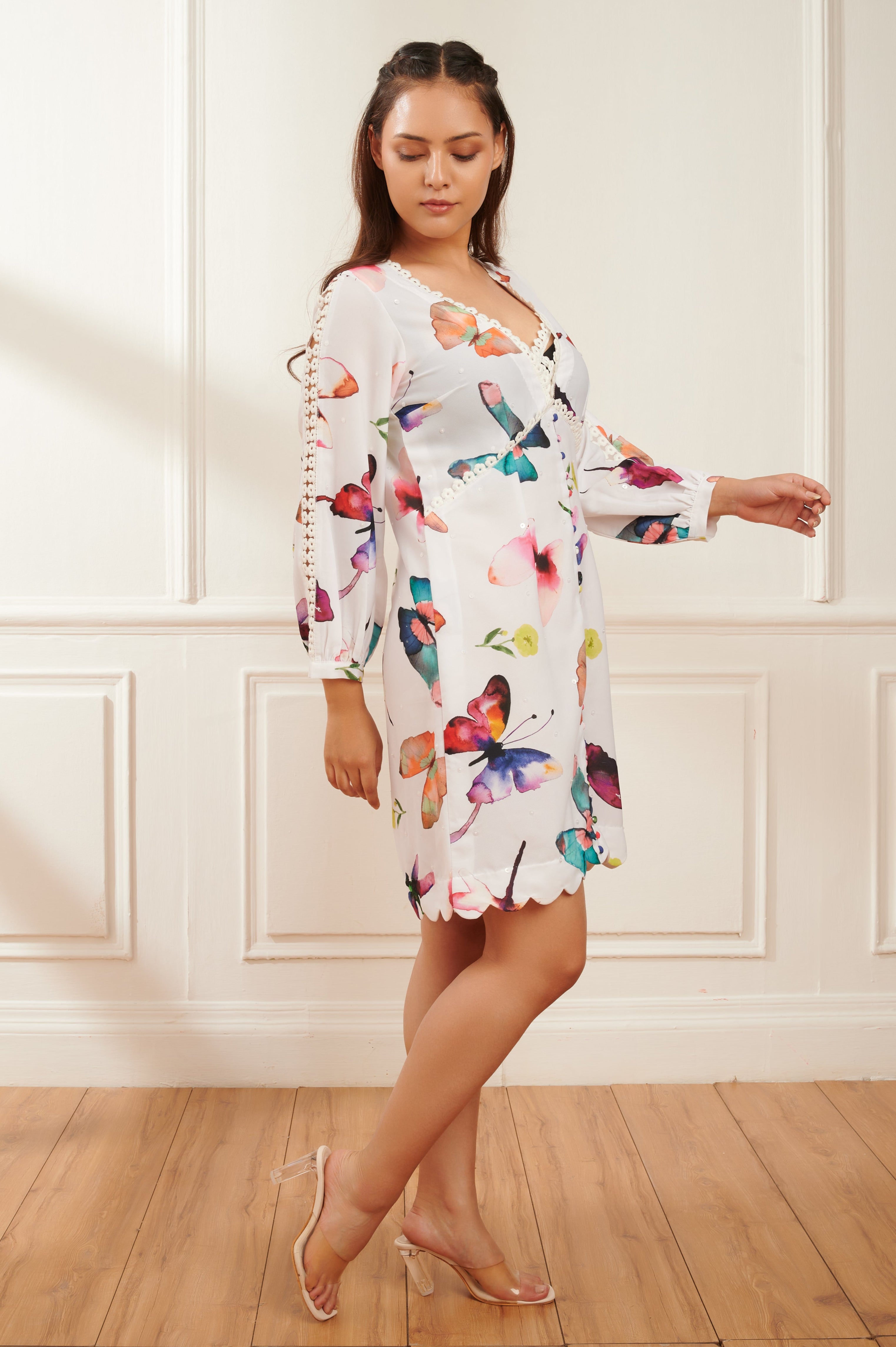 Papillon printed dress for women - Haus of Handmade handcrafted clothing India