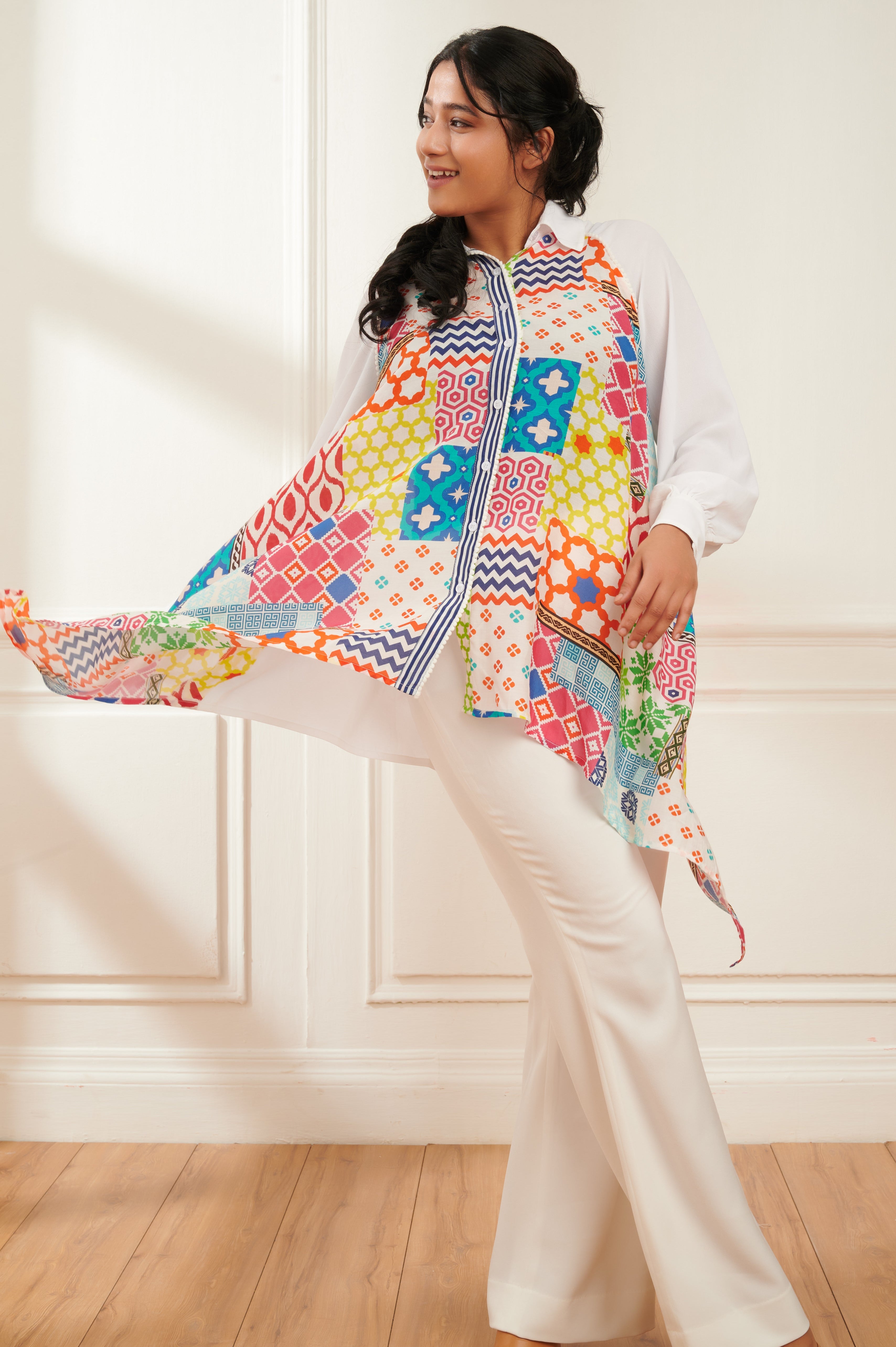Vivid printed shirt for women - Haus of Handmade handcrafted clothing India