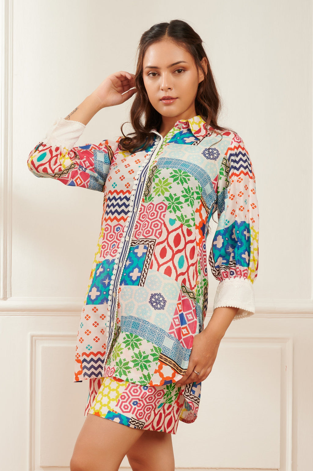 VIVATTI printed shirt — front view | Haus of Handmade
