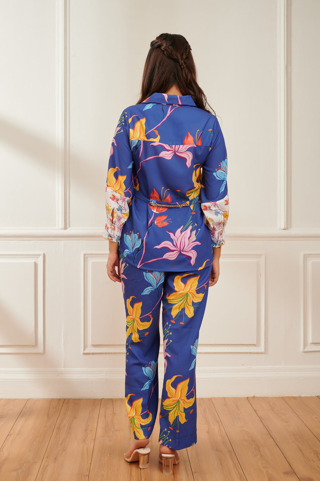 Hibiscus formal printed co-ord set for women - Haus of Handmade handcrafted clothing India