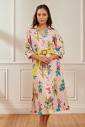 Bubblegum printed formal dress for women - Haus of Handmade handcrafted clothing India