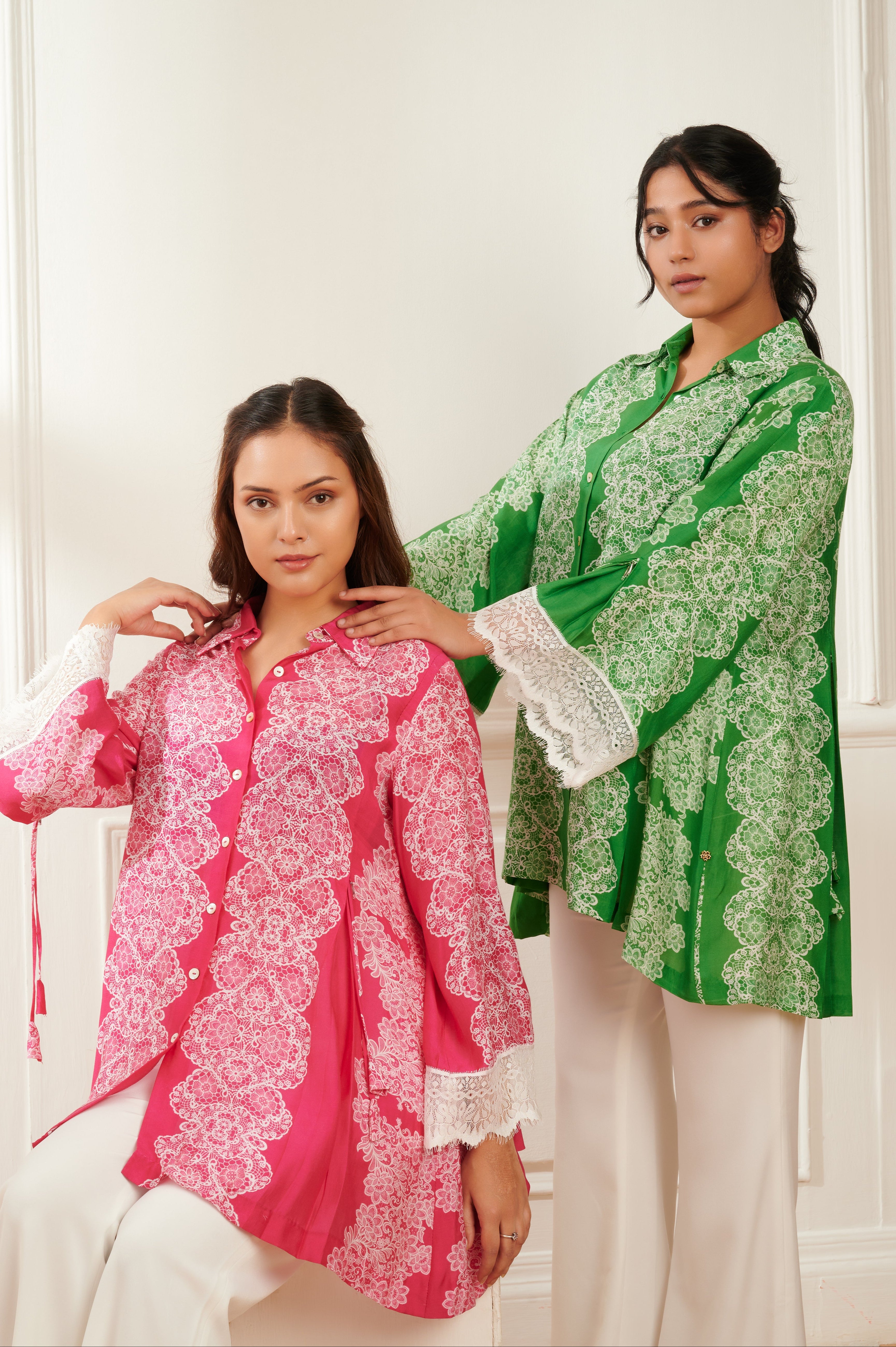 Chantilly formal printed shirt for women - Haus of Handmade handcrafted clothing India
