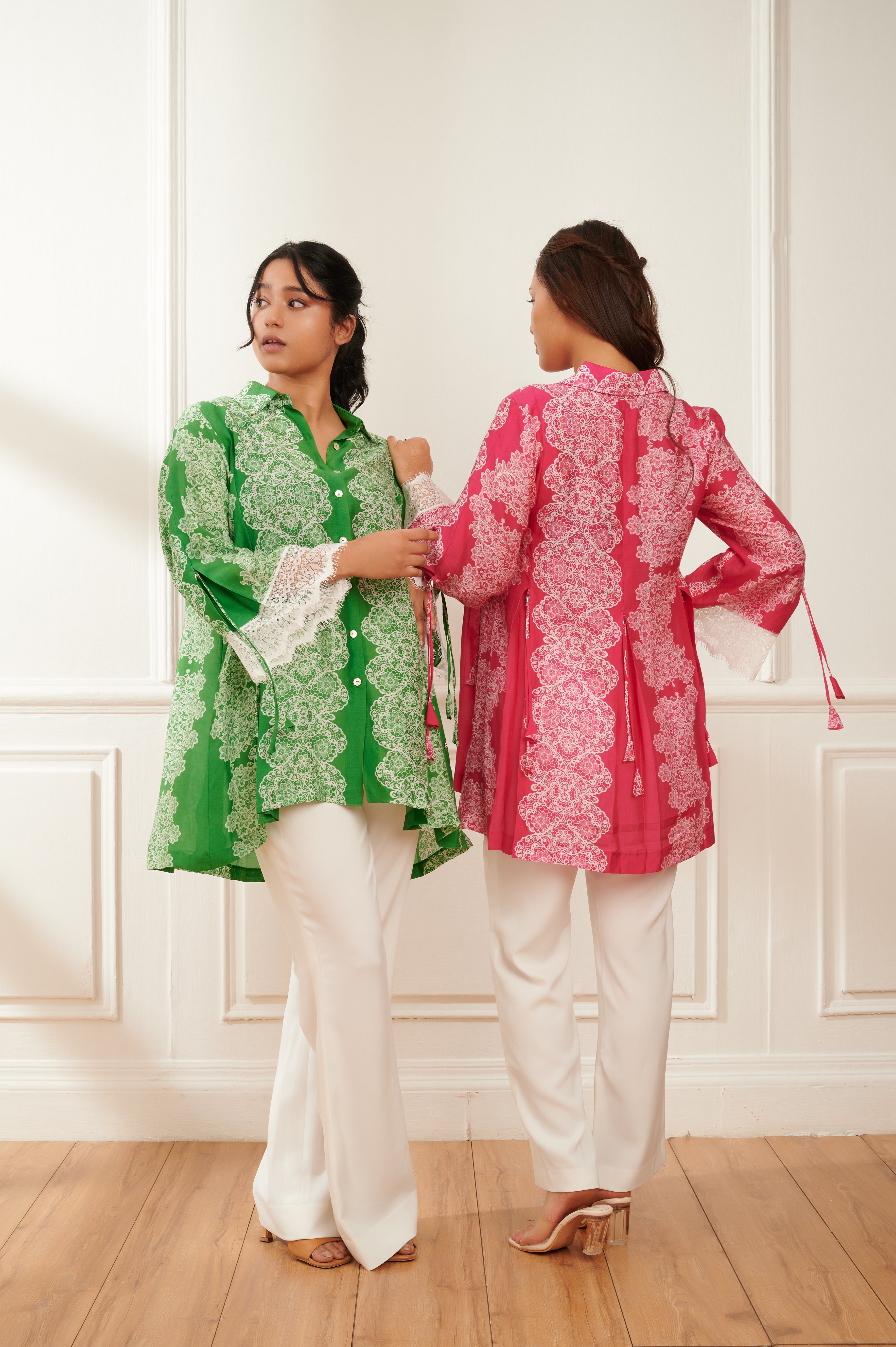 Chantilly formal printed shirt for women - Haus of Handmade handcrafted clothing India