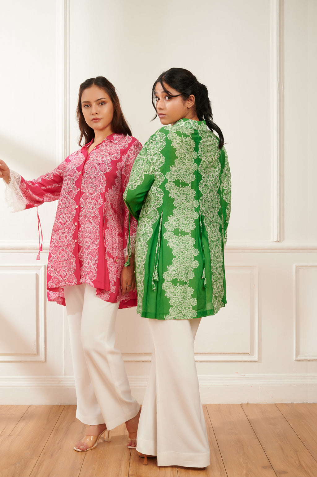 Chantilly formal printed shirt for women - Haus of Handmade handcrafted clothing India