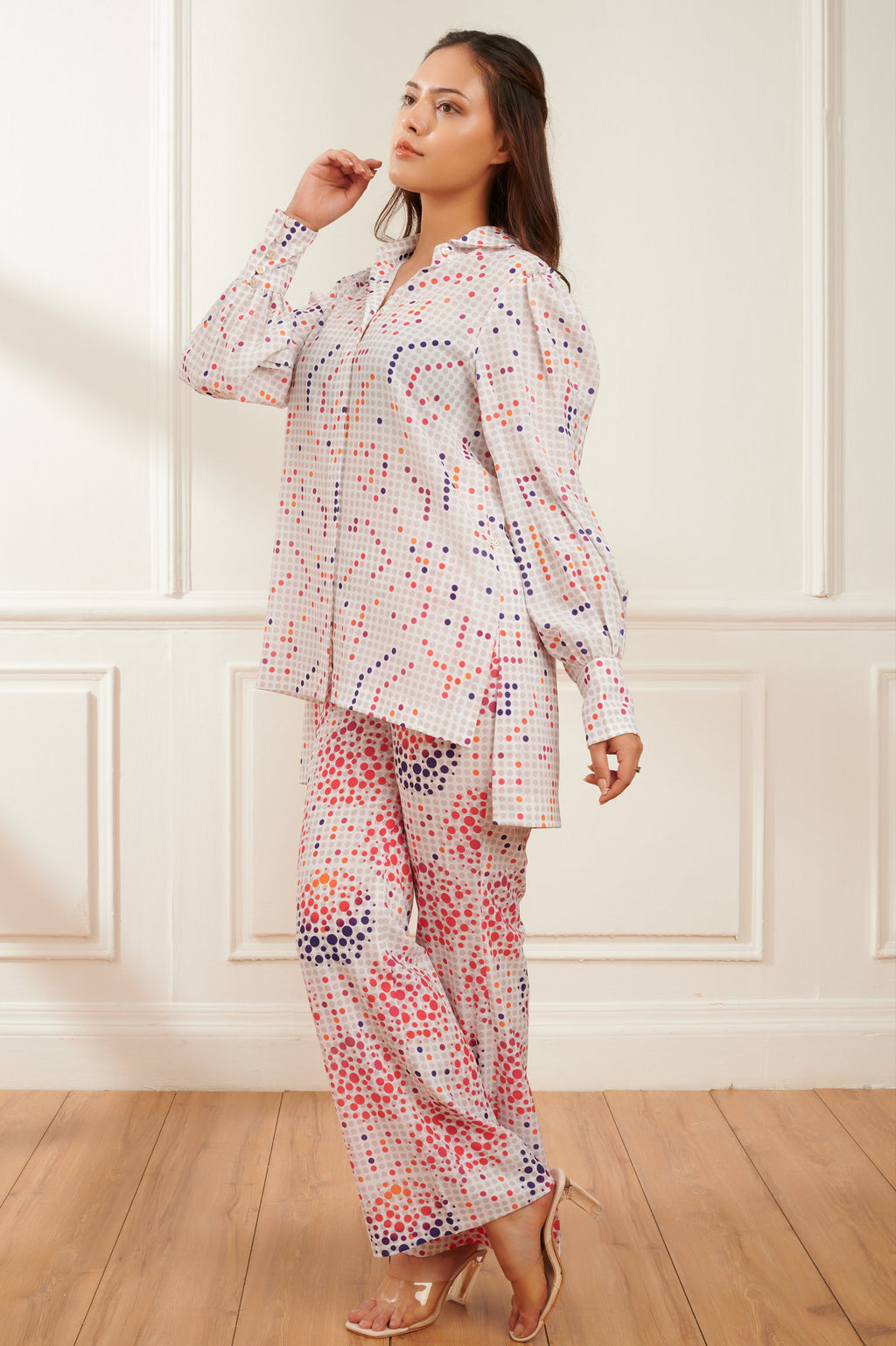 Polkito printed co-ord set for women - Haus of Handmade handcrafted clothing India