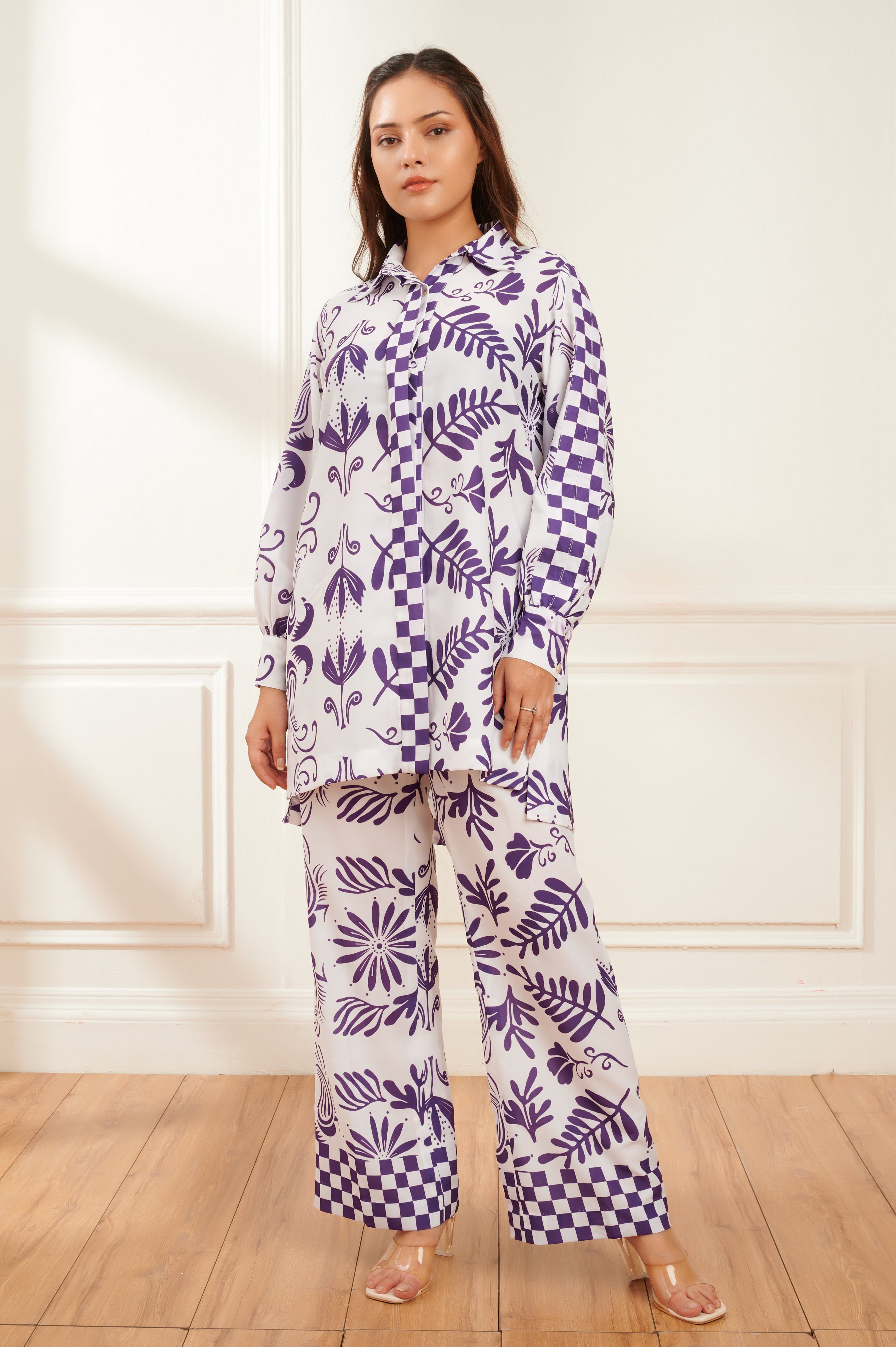 Indigo printed co-ord set for women - Haus of Handmade handcrafted clothing India