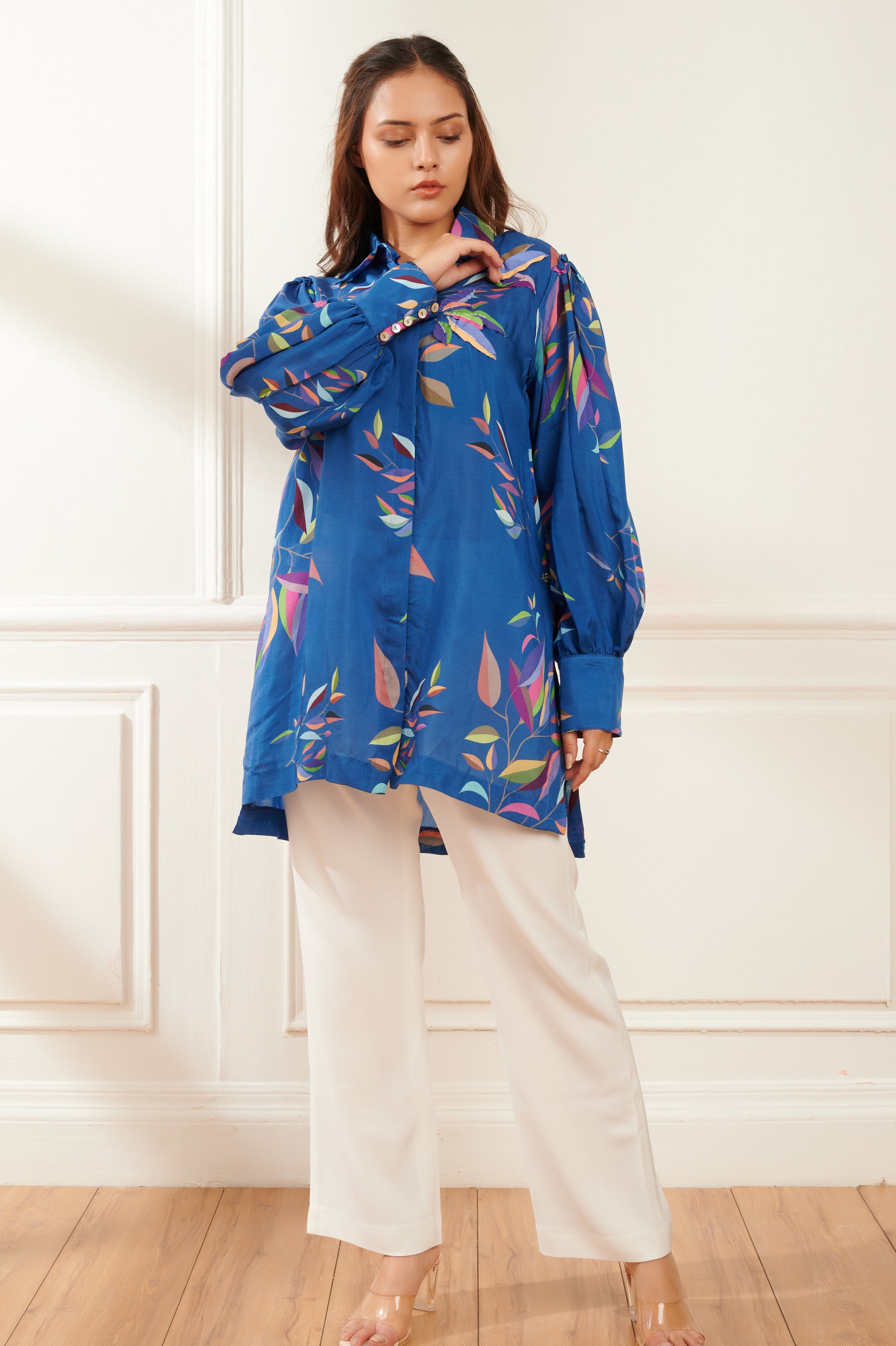 Willow floral printed shirt for women - Haus of Handmade handcrafted clothing India