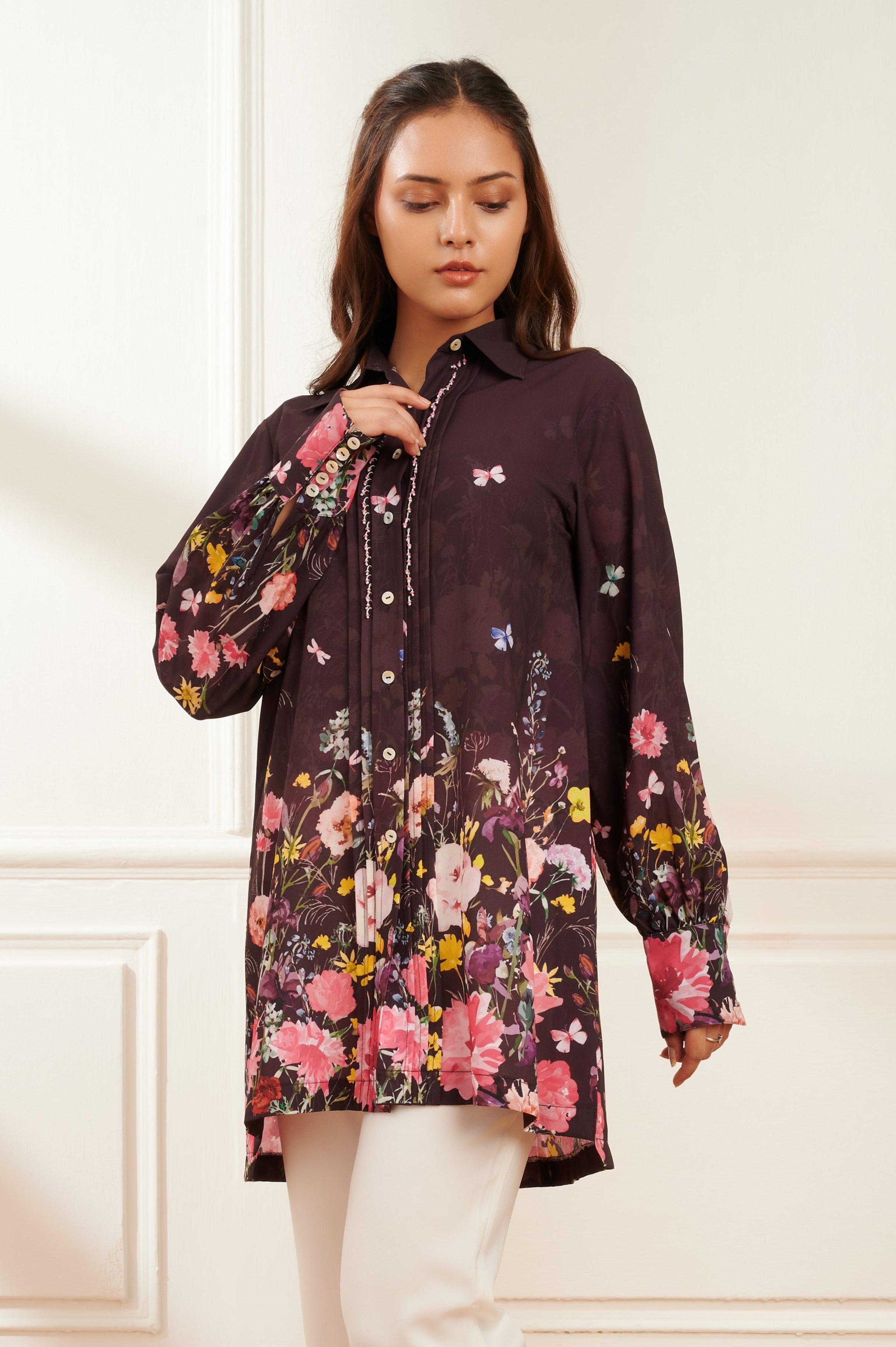 Florette printed shirt for women - Haus of Handmade handcrafted clothing India