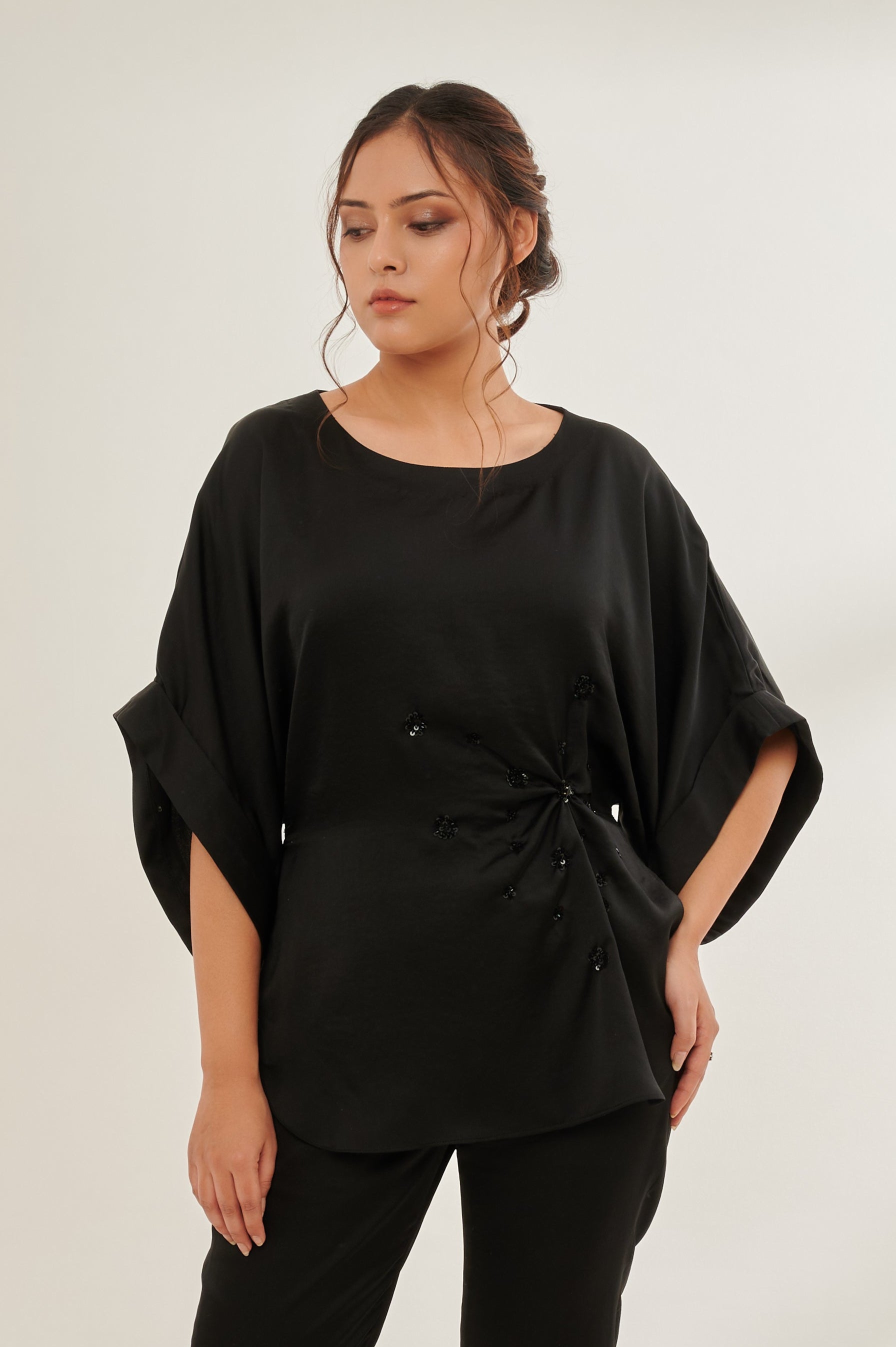 SVELTE formal top in black — front view | Haus of Handmade