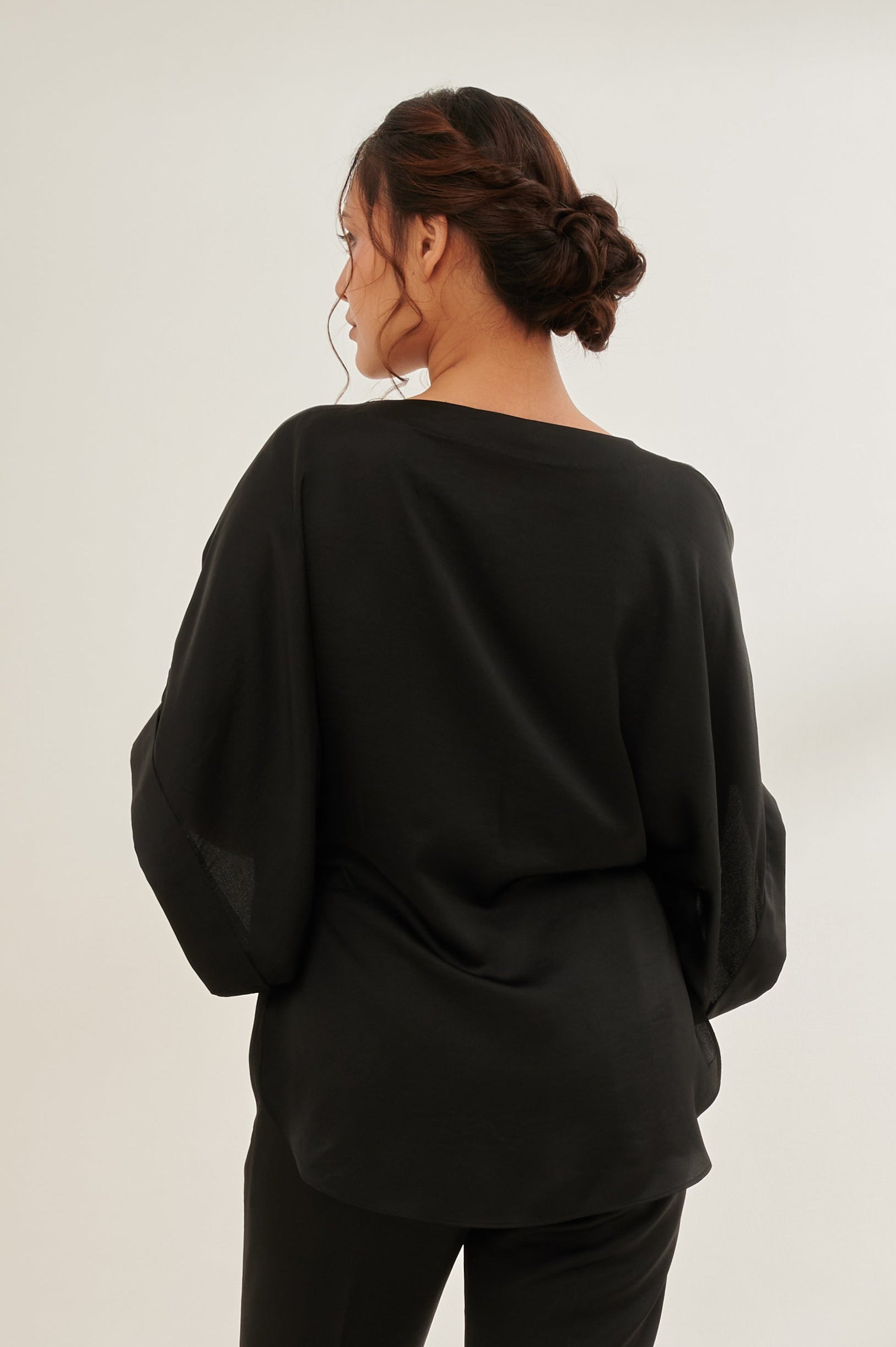 SVELTE formal top in black — side view | Haus of Handmade