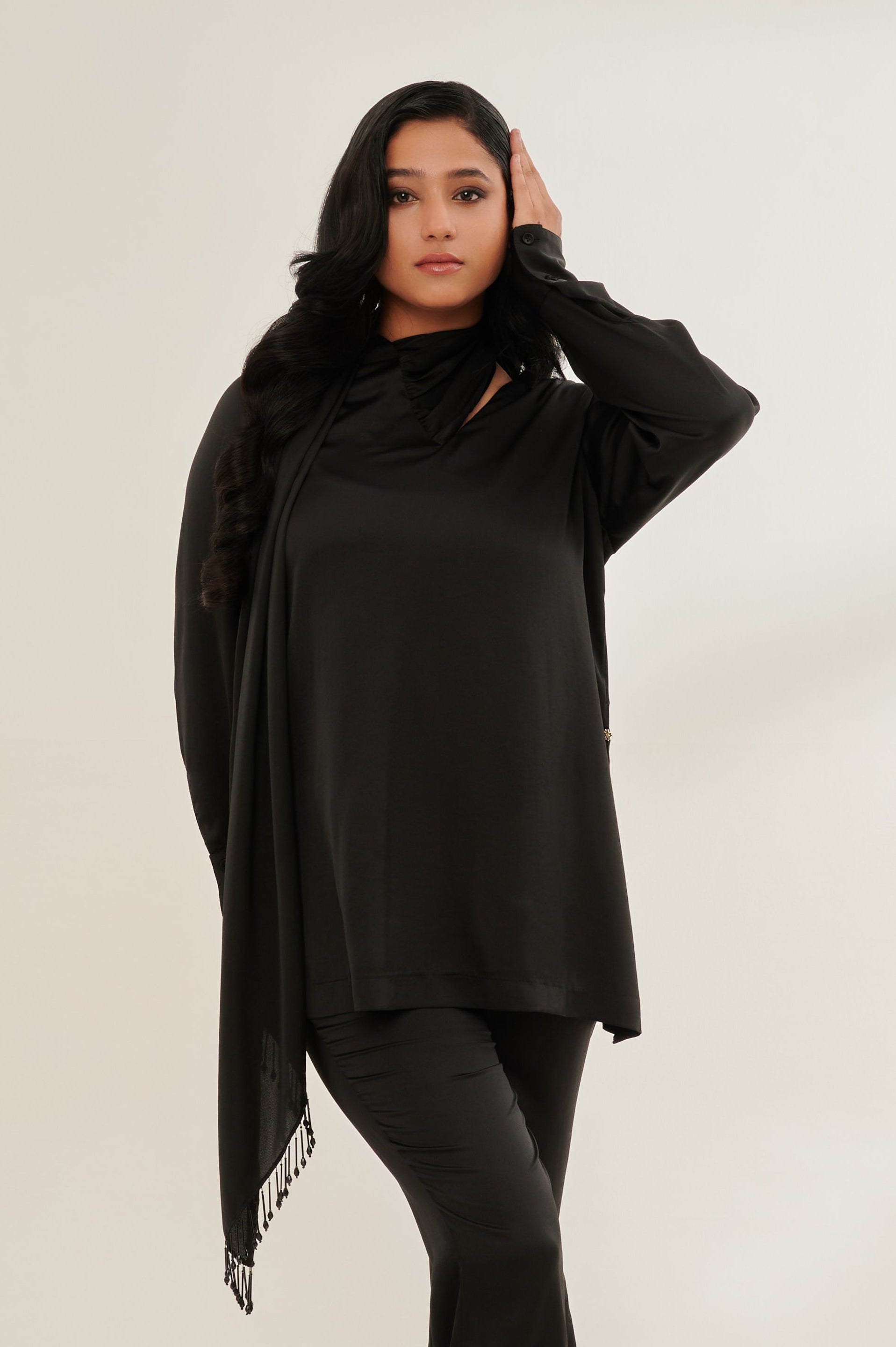 CLASSEA Formal Black Top — front view | Haus of Handmade