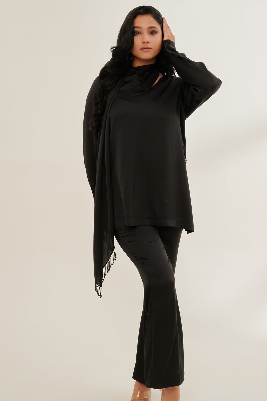 CLASSEA formal black co-ord set — front view | Haus of Handmade