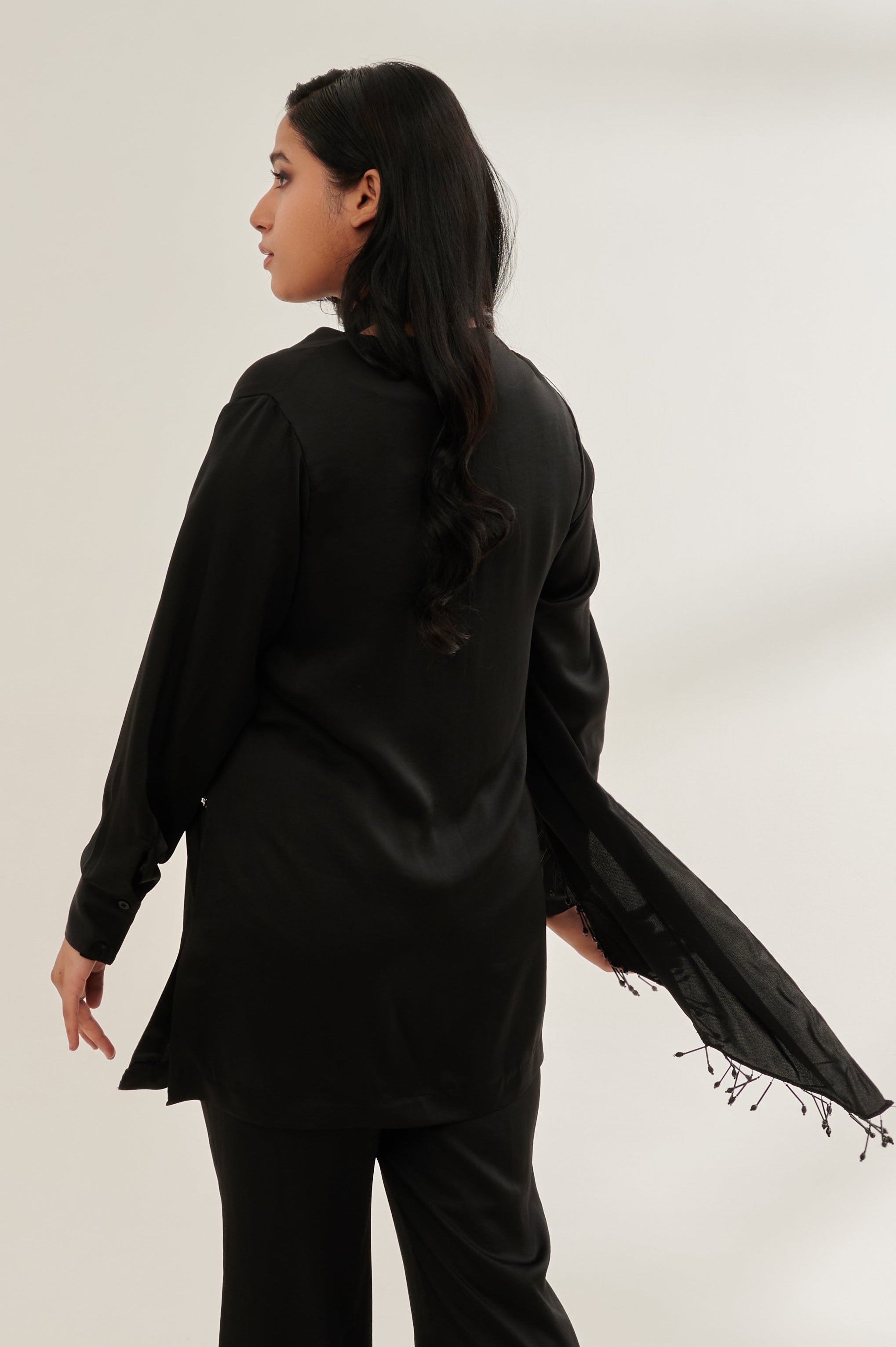 CLASSEA Formal Black Top — side view | Haus of Handmade