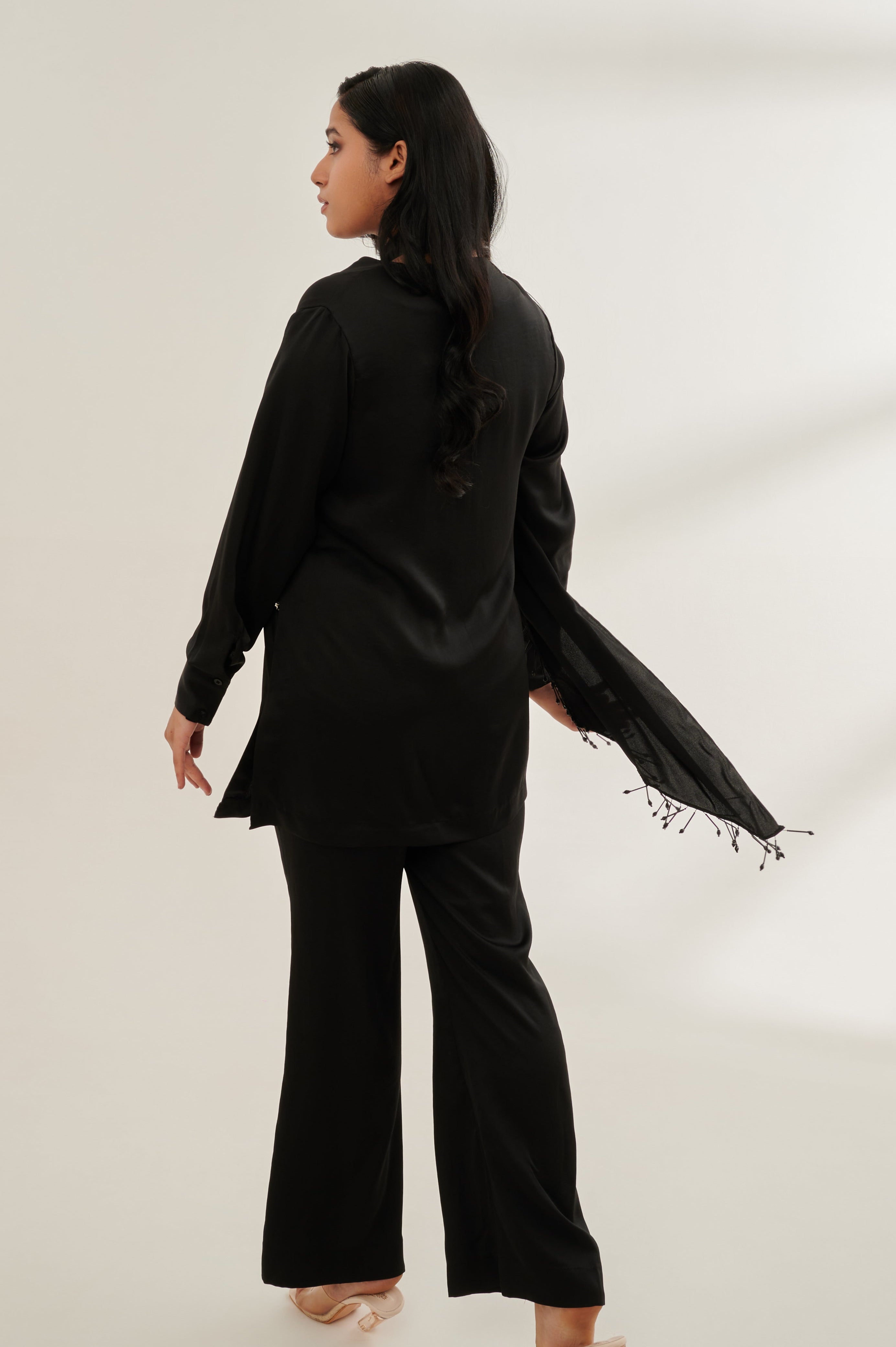 CLASSEA formal black co-ord set — back view | Haus of Handmade