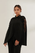 FLEUR formal black cape — front view | Haus of Handmade